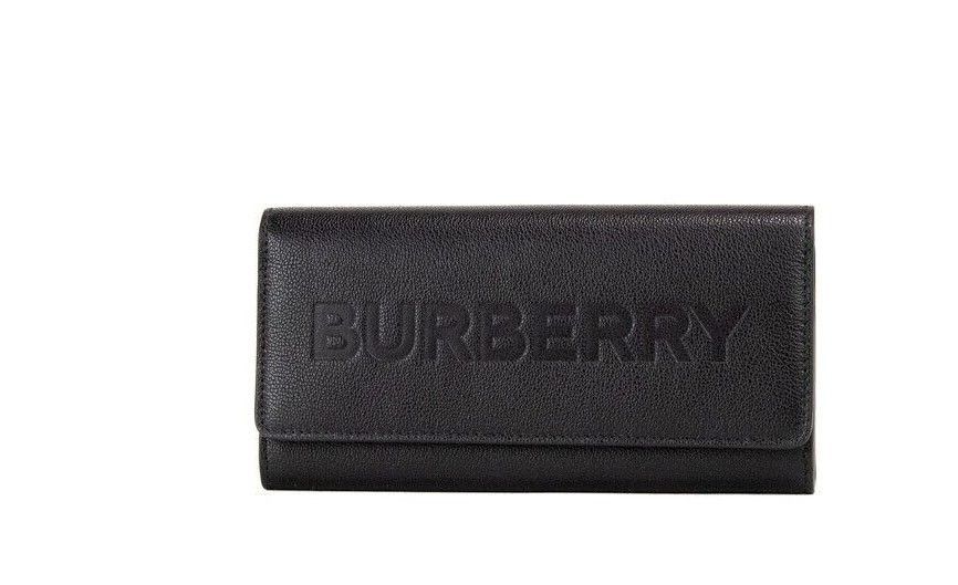 Burberry Porter Black Grained Leather Branded Logo Embossed Clutch Size ONE SIZE - 1 Thumbnail