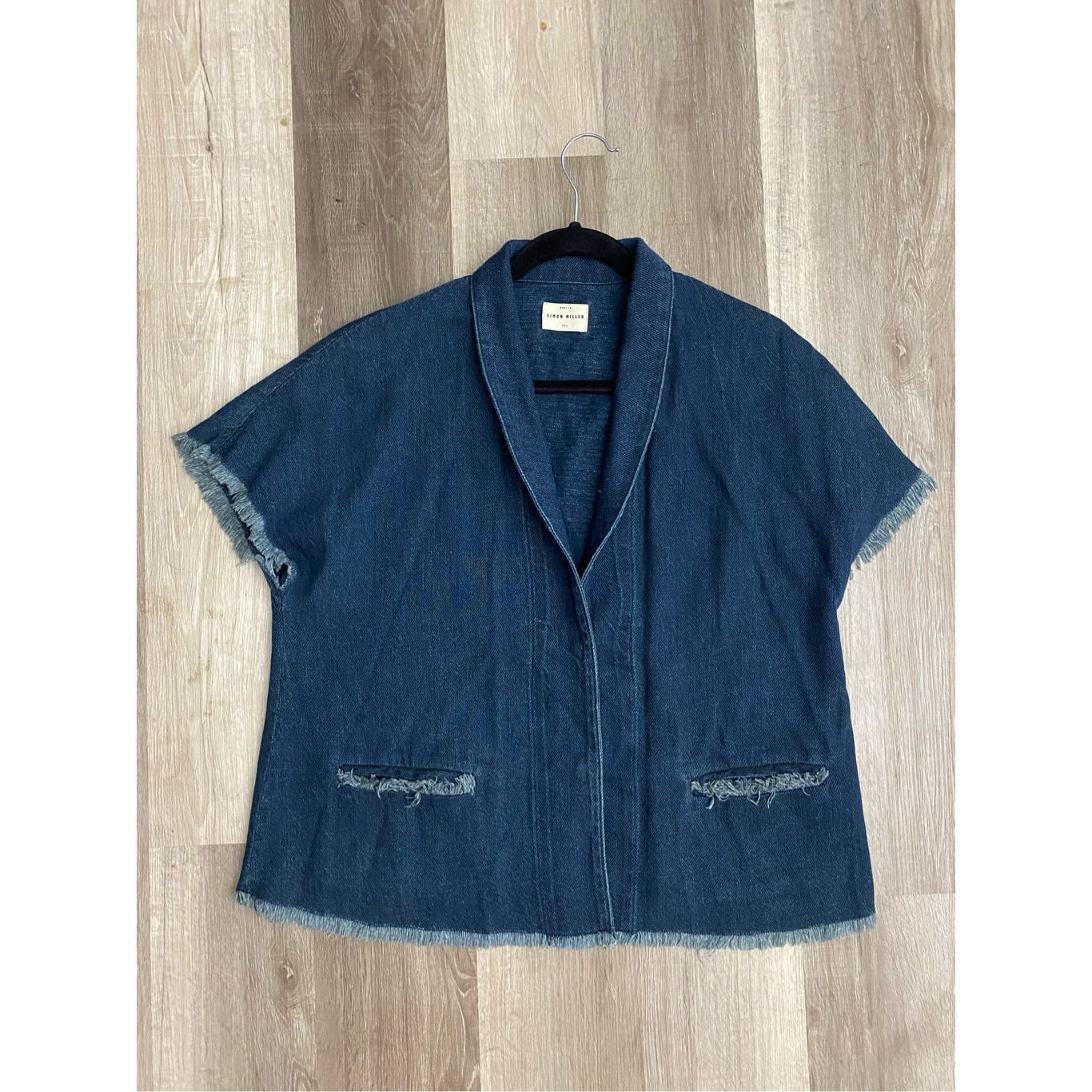 Simon Miller Simon Miller Denim Raw-Edged Short Sleeve Jean Jacket, Sz Me Size M / US 6-8 / IT 42-44 - 1 Thumbnail