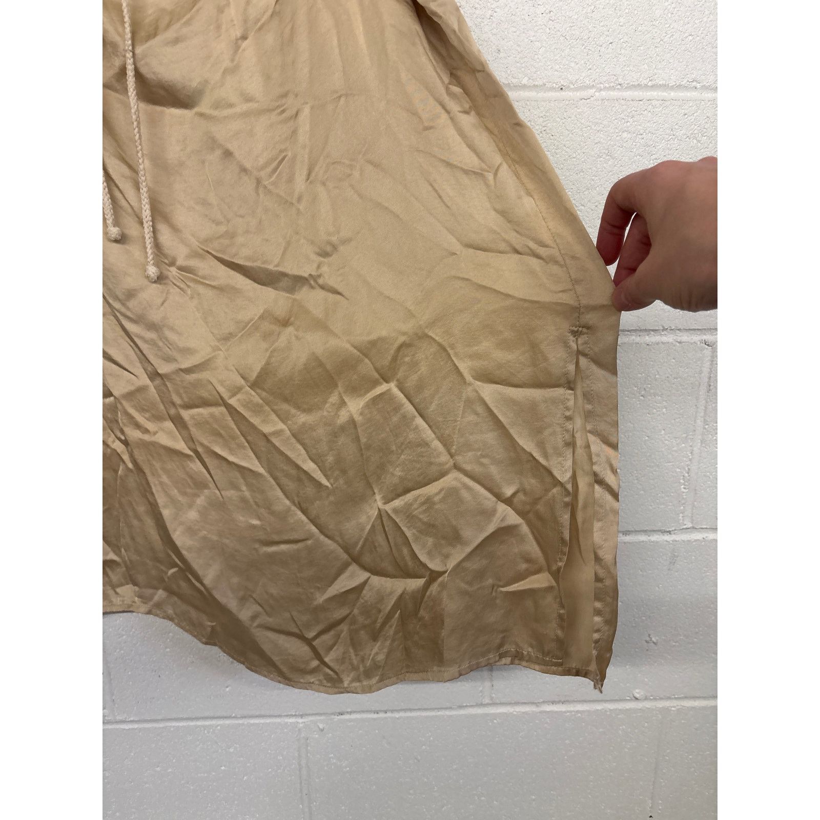 DONNI. RTR Donni Sz S/M Beige Satin Silky Cinch Slip Midi Skirt Size 27" / US 4 / IT 40 - 7 Thumbnail