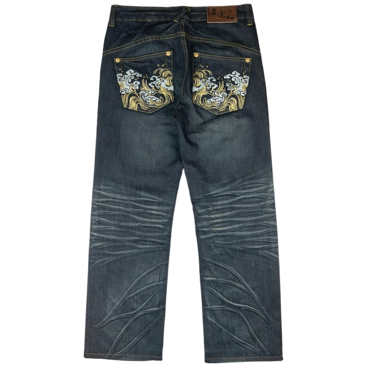 Other Vintage Big Train Japanese Wave Embroidered Jeans Size W32 Size US 32 / EU 48 - 2 Thumbnail