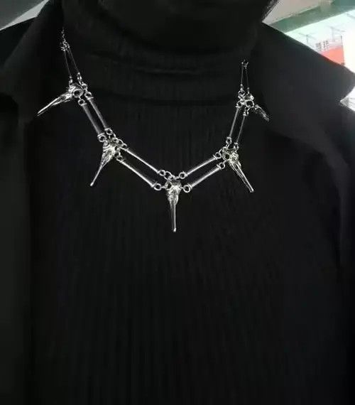 Jewelry Vintage Bird Skull Necklace Skeleton Goth Punk Jewelry Size ONE SIZE - 3 Thumbnail