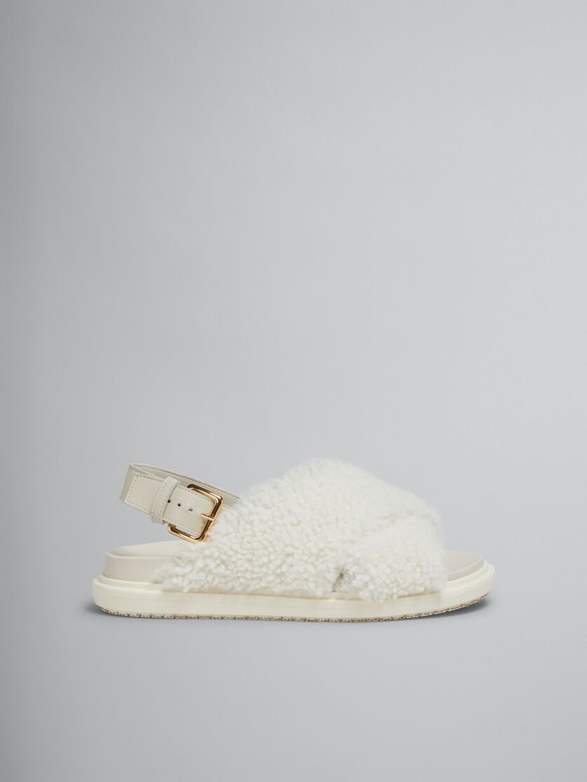 Marni o1w1db11225 Fussbett Shearling Sandals in White Size US 8 / IT 38 - 1 Thumbnail