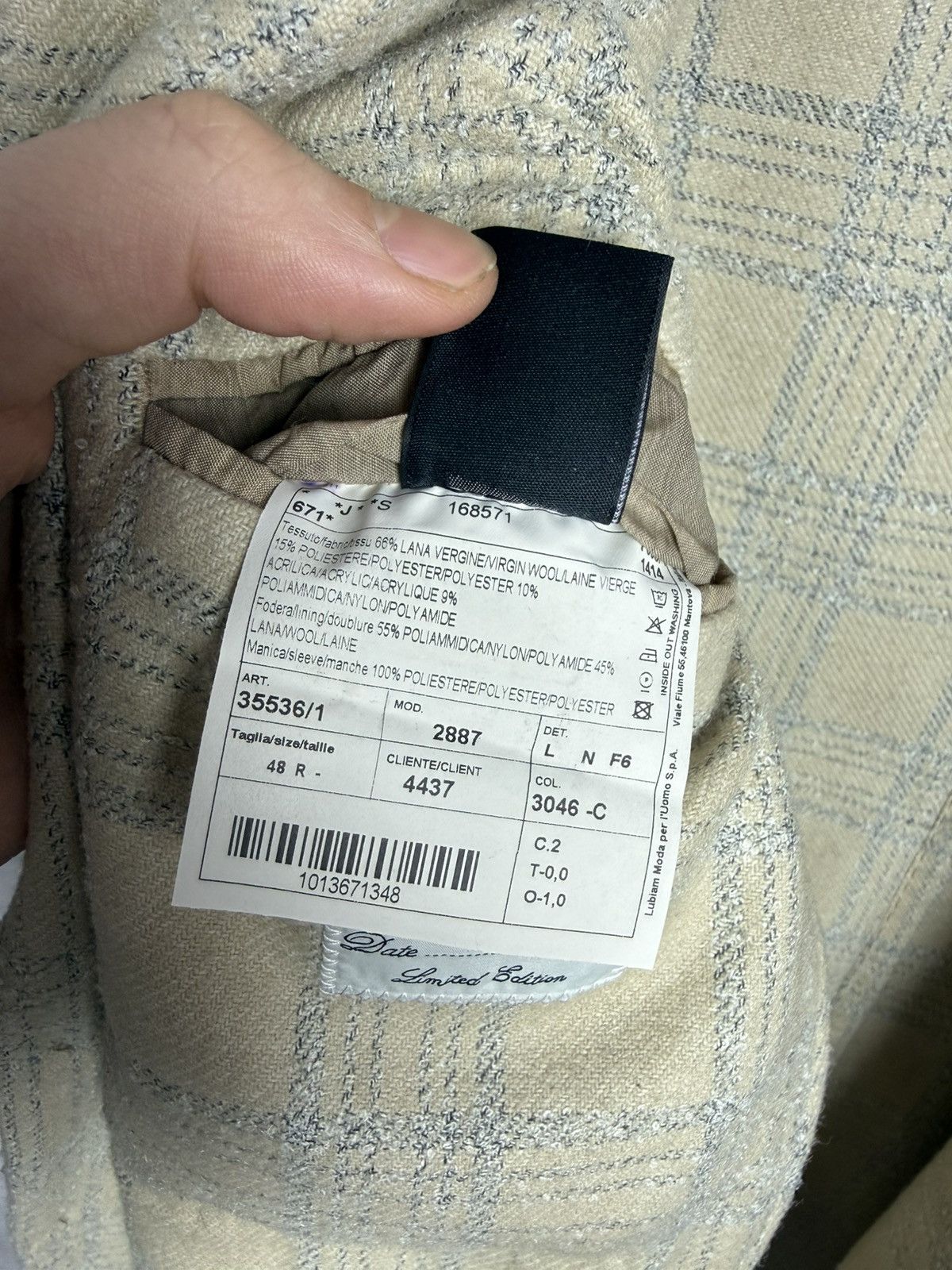 L.B.M. 1911 L.B.M. 1917 Jack Checked Cotton/Wool Blazer Grey size 48R M Size 48R - 11 Thumbnail