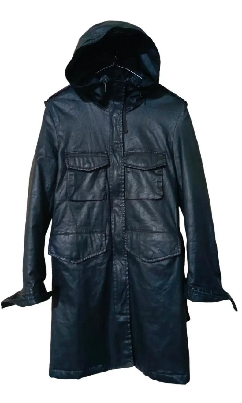 Diesel × Isamu Katayama Backlash Diesel Waxed Full Rubber Black Long Coat Hoodie Zip2 Archive Size S / US 4 / IT 40 - 10 Thumbnail