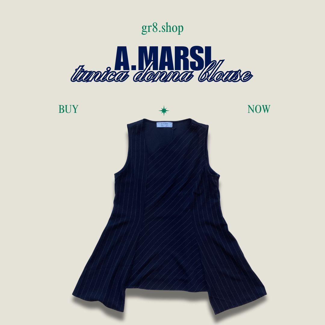 Other A.Marsi Italian-Made Womens Tunic Blouse Size XL Navy Pinstr Size XL / US 12-14 / IT 48-50 - 1 Thumbnail