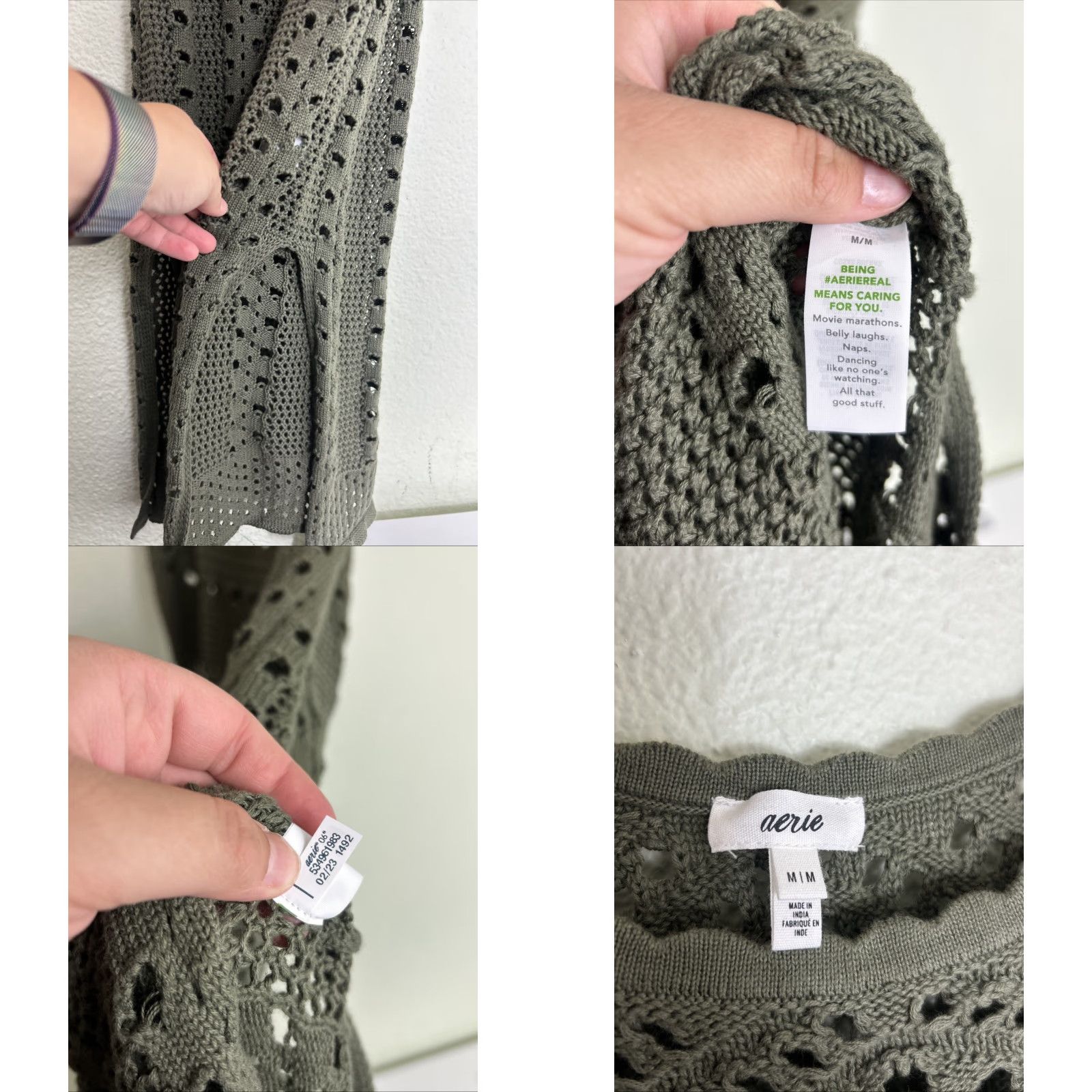 Vintage Aerie Dress Knit Olive Green Cotton Spaghetti Strap Long Womens M Size M / US 6-8 / IT 42-44 - 8 Thumbnail