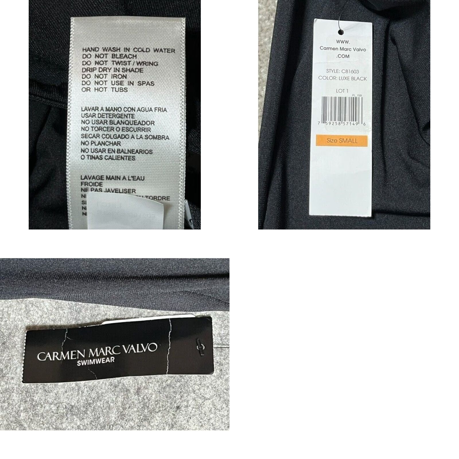 Vintage Carmen Marc Valvo Tankini Top S Black Nylon Spandex Built-In Bra Draped Glam Resort Chic Rhinestones Designer Womens Size S / US 4 / IT 40 - 8 Thumbnail
