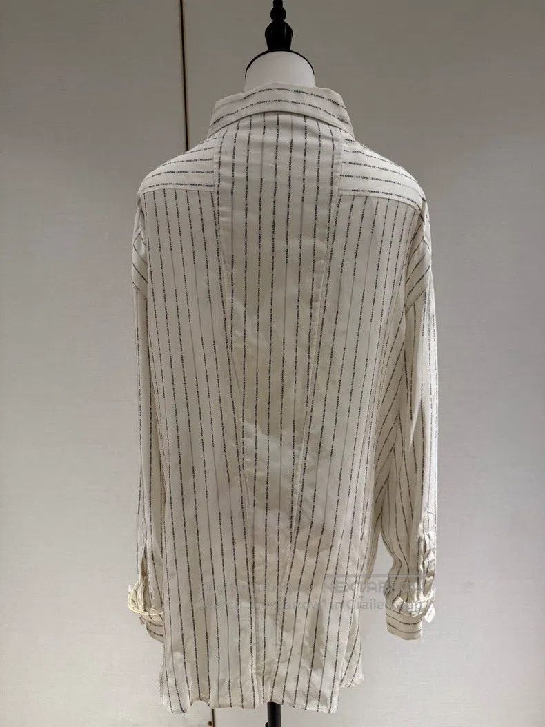 Prada Prada White vertical striped letter bullet screen cotton l Size XS / US 0-2 / IT 36-38 - 2 Thumbnail