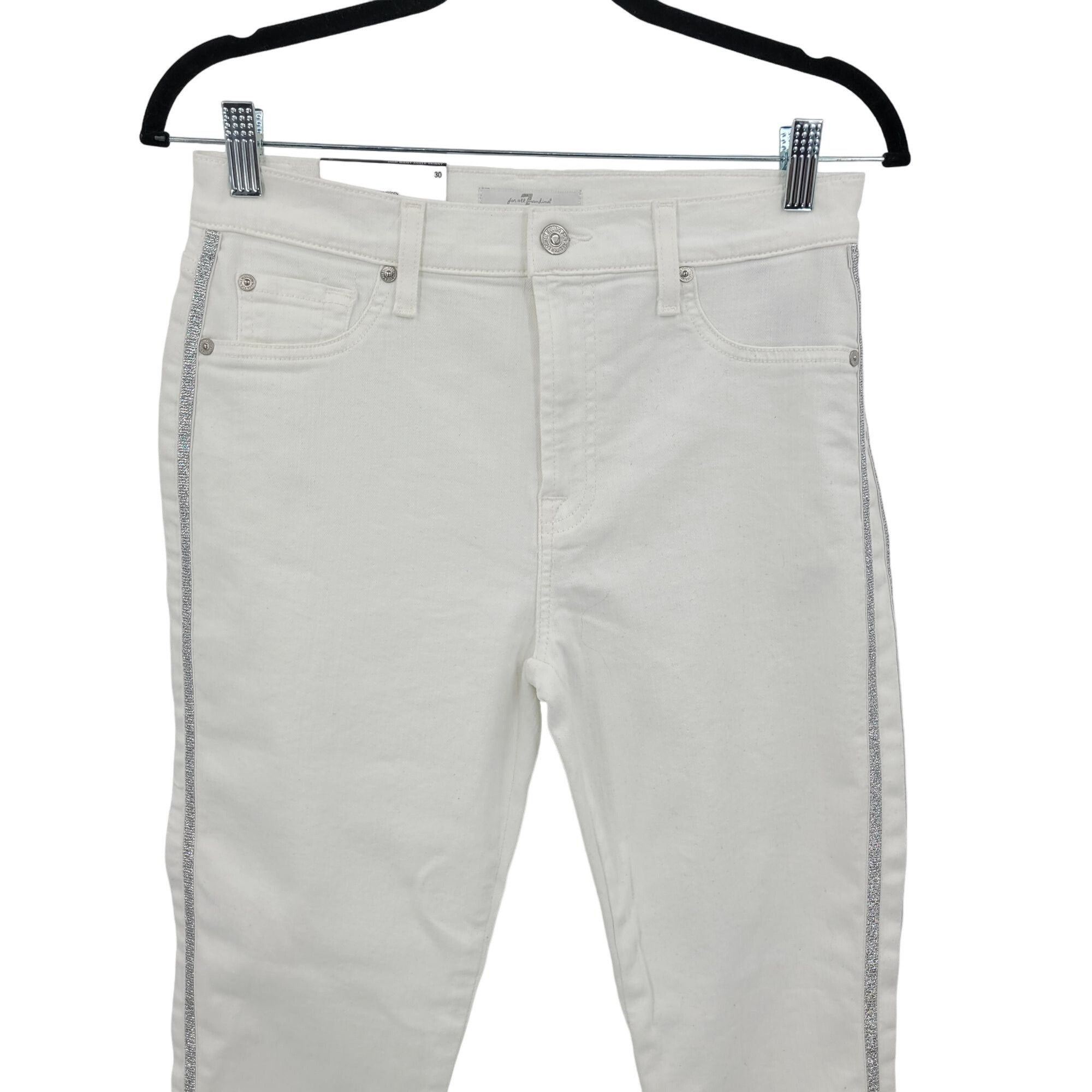 7 For All Mankind 7 For All Man Kind High-Rise White Skinny Jeans 30 Silver Si Size 30" / US 8 / IT 44 - 7 Thumbnail