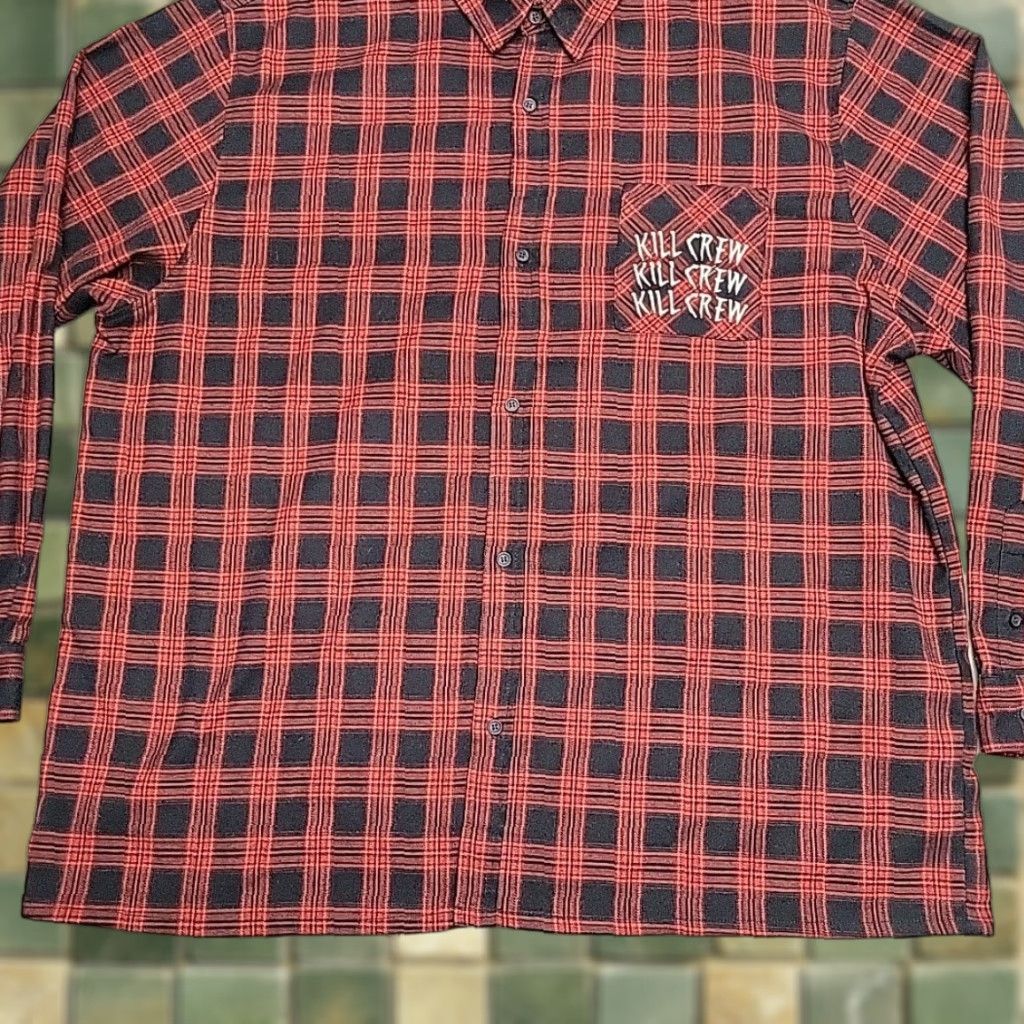 Vintage Kill Crew Shirt Men 2XL Red Porrada Series Flannel Martial Arts Mental health Button-Up Plaid Casual Size US XXL / EU 58 / 5 - 1 Thumbnail