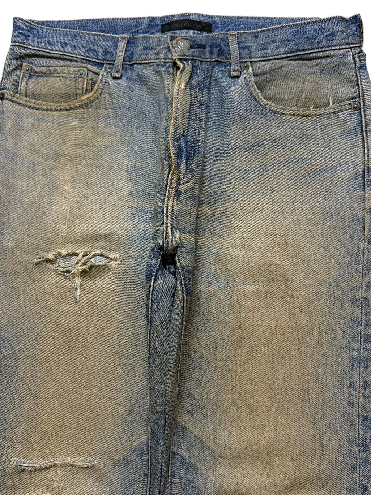 Uniqlo Vintage Y2K Japanese Uniqlo Mud Wash Distressed Straight Leg Size US 32 / EU 48 - 3 Thumbnail