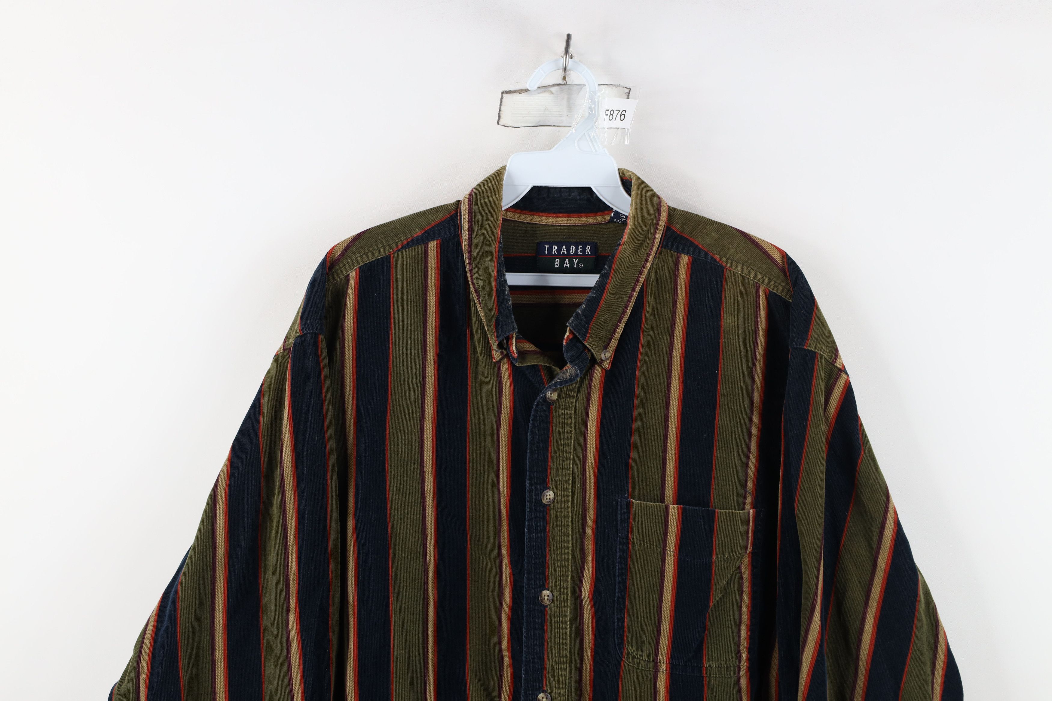 Vintage Vintage 90s Streetwear Striped Corduroy Button Down Shirt Size US L / EU 52-54 / 3 - 2 Thumbnail