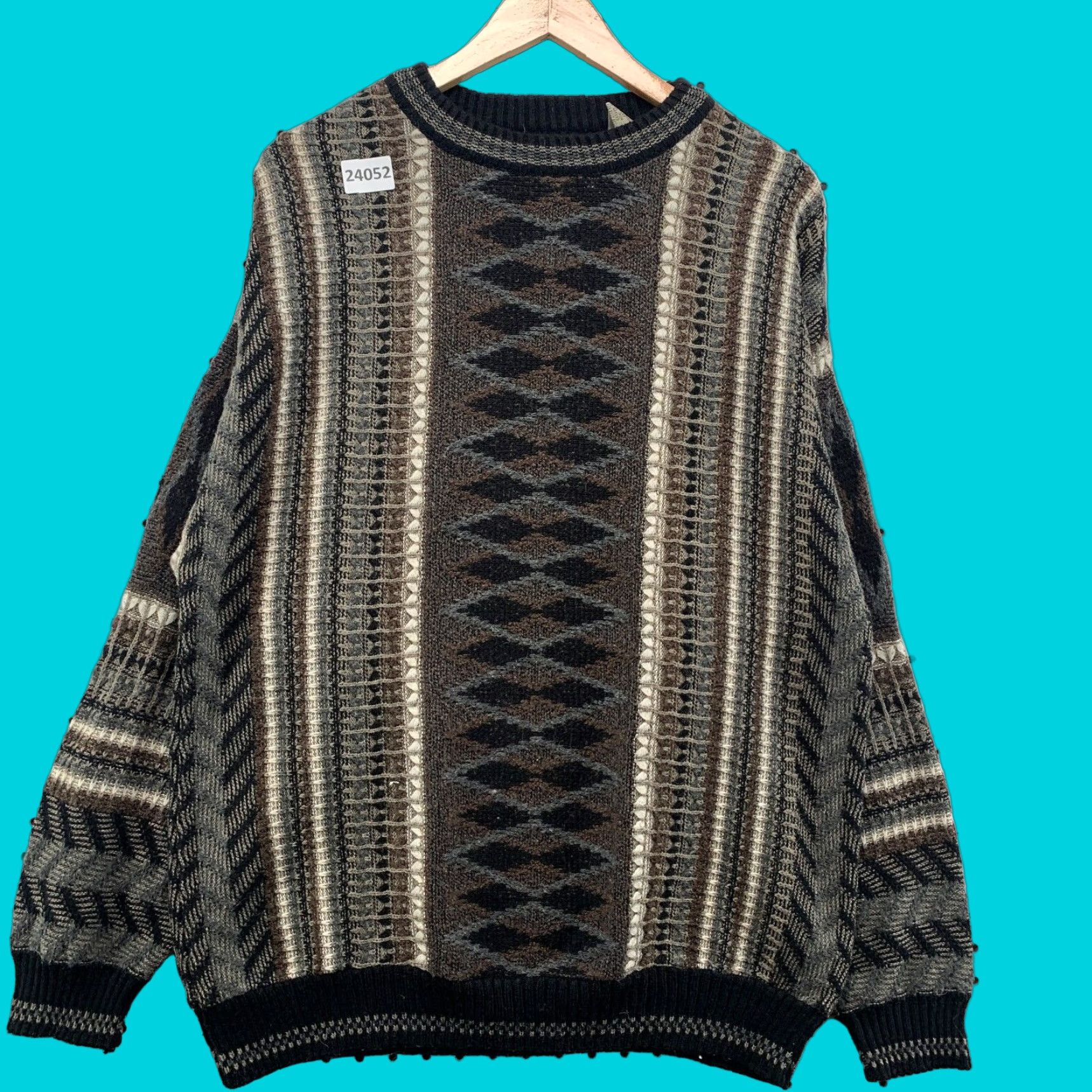VINTAGE Haggar Sweater Mens Large Multicolor Wool Knit Pullover