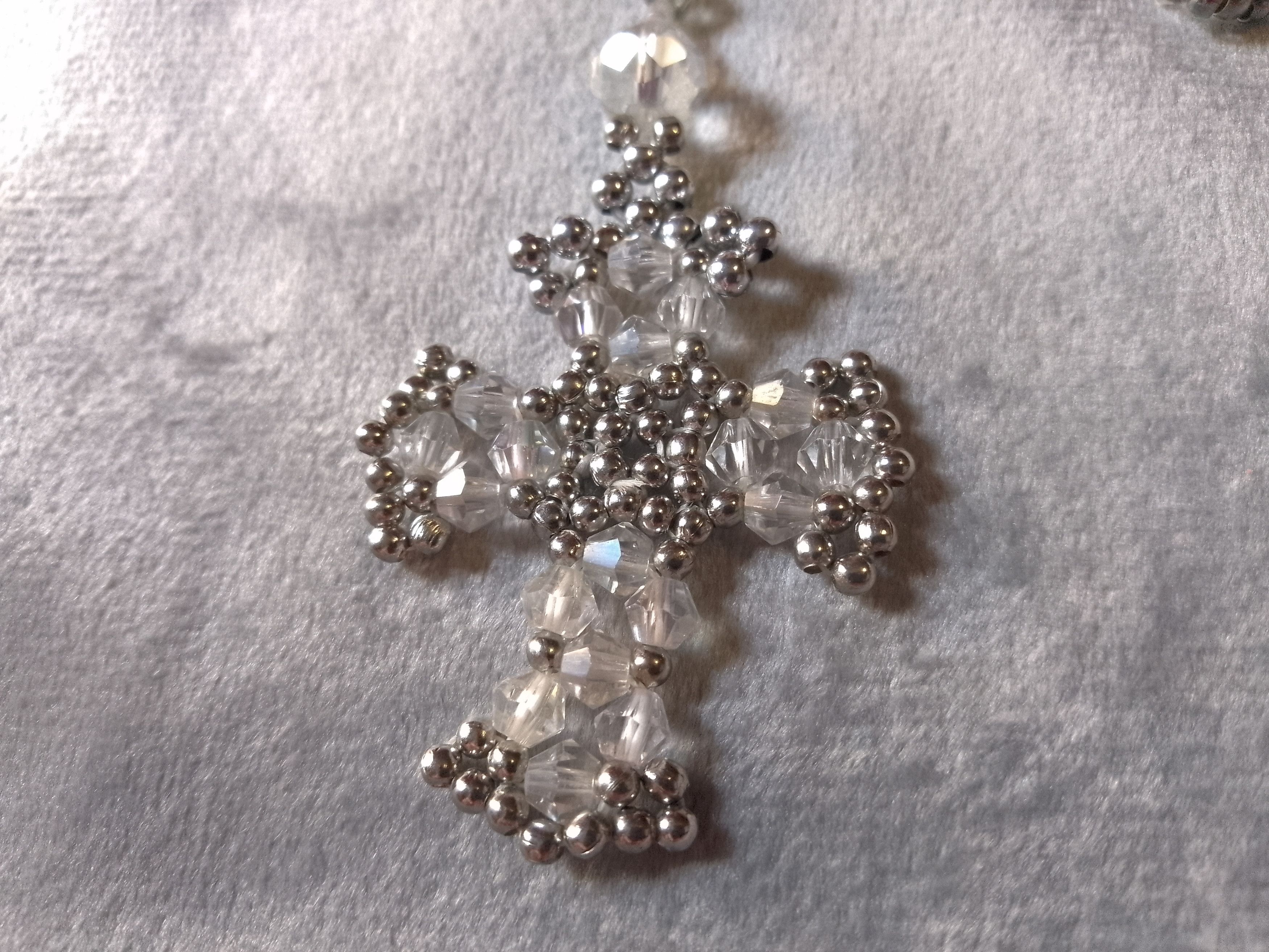 Handmade Necklace/rosary. Crystal, steel. Earrings. Religious Size ONE SIZE - 7 Thumbnail