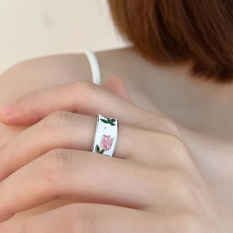 Jewelry Elegant Rose Flower Adjustable Ring Size ONE SIZE - 4 Thumbnail