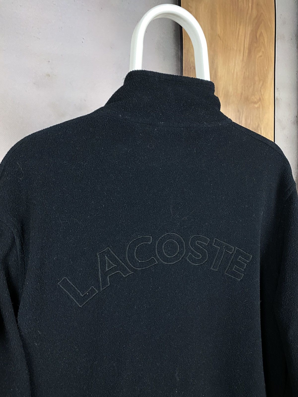Lacoste 🐊Vintage 90s Fleece Sweatshirt Zip-Up Lacoste Big Logo🐊 Size US XL / EU 56 / 4 - 3 Thumbnail