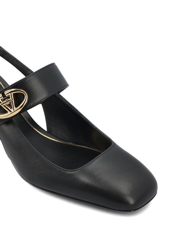 o1s22i1n0924 Slingback Vlogo Locker Pumps in Black