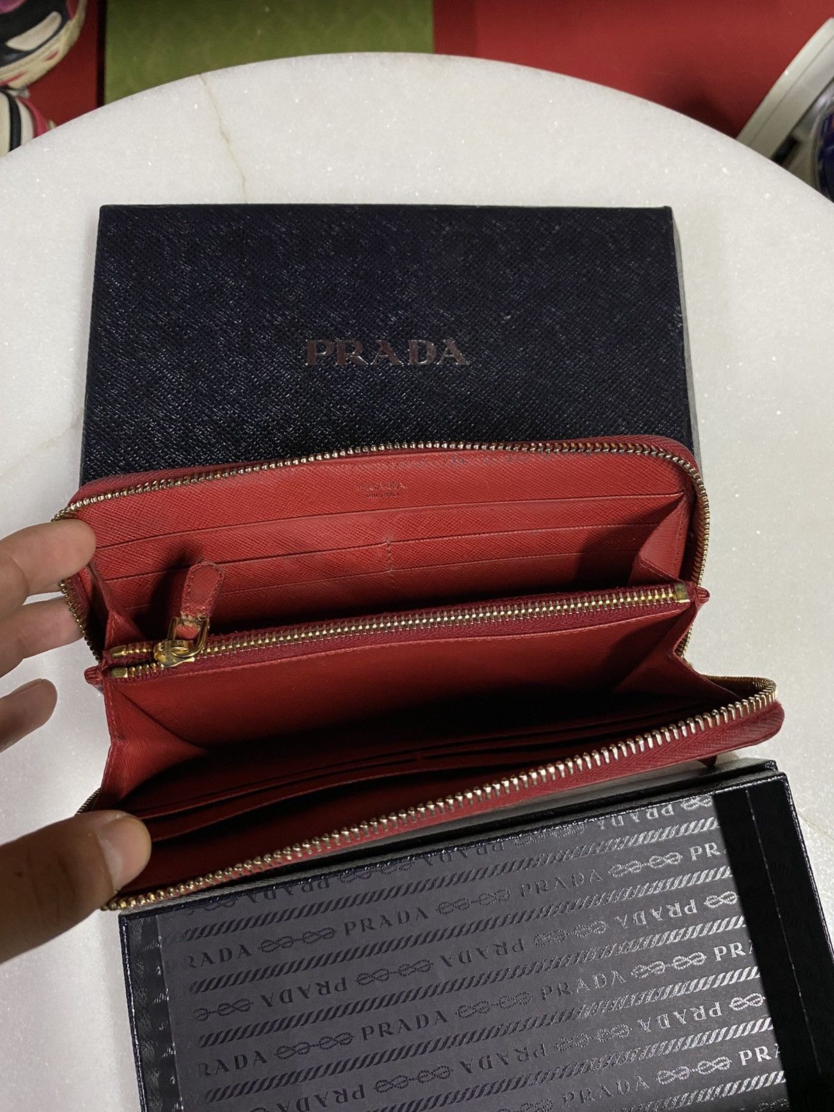 Prada Prada Red Womens Leather Long Wallet Preowned Size ONE SIZE - 3 Thumbnail
