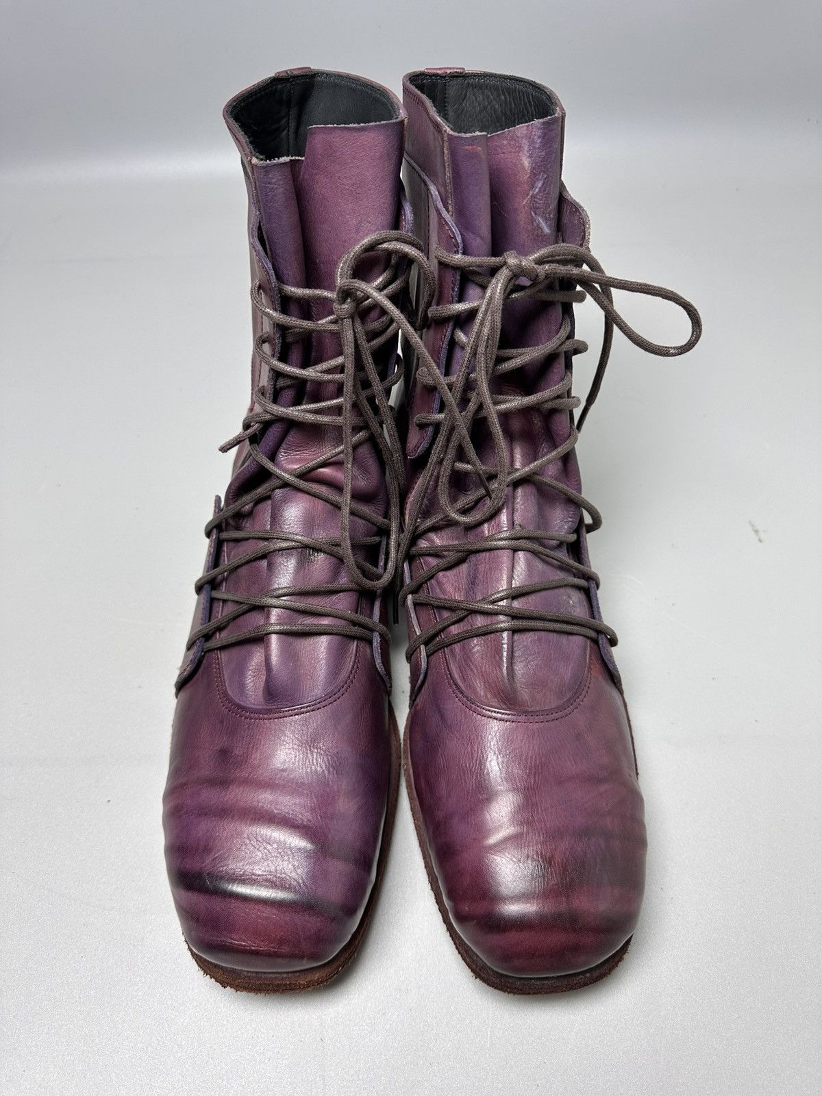 Maison MIHARA YASUHIRO Early 2000's - Purple Wrinkled Combat Boot Size US 10.5 / EU 43-44 - 5 Thumbnail
