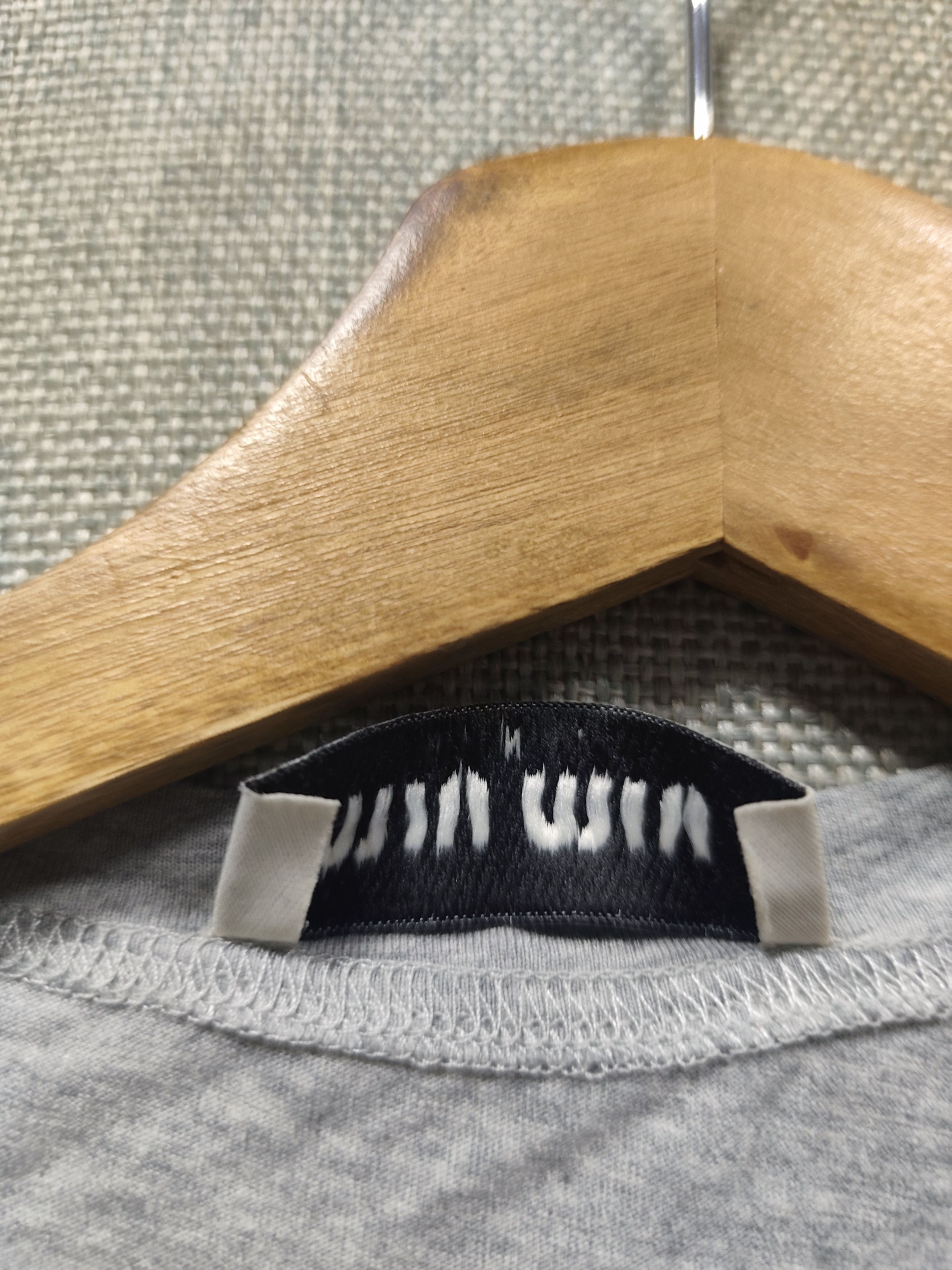 Miu Miu Miu Miu Logo Appliqué Cropped Tee - Heather Grey Size L / US 10 / IT 46 - 8 Thumbnail