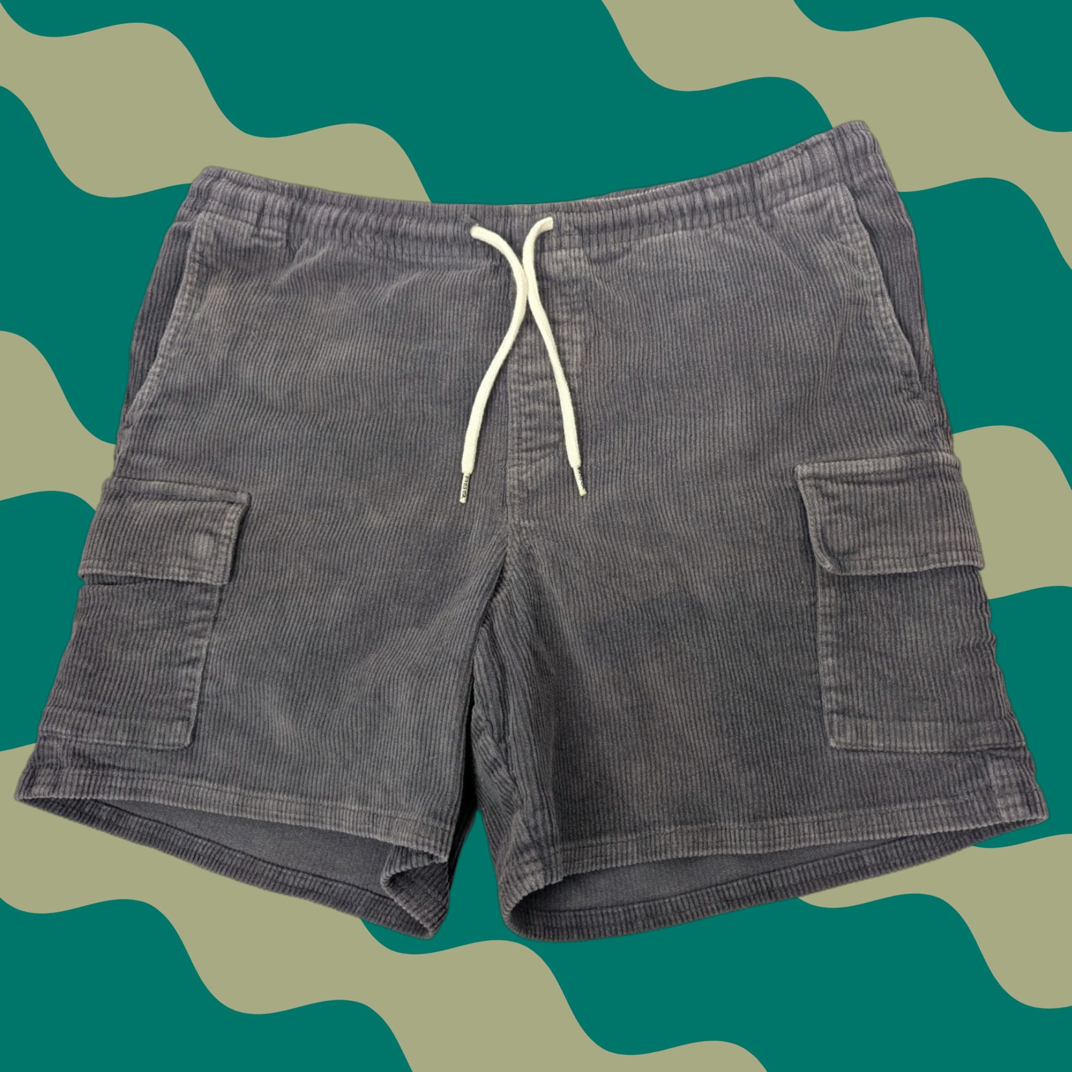 Rsq RSQ Cargo Shorts Corduroy Gray L Men’s Size Large Drawstring Skater Streetwear Surf Board Size US 33 - 1 Thumbnail