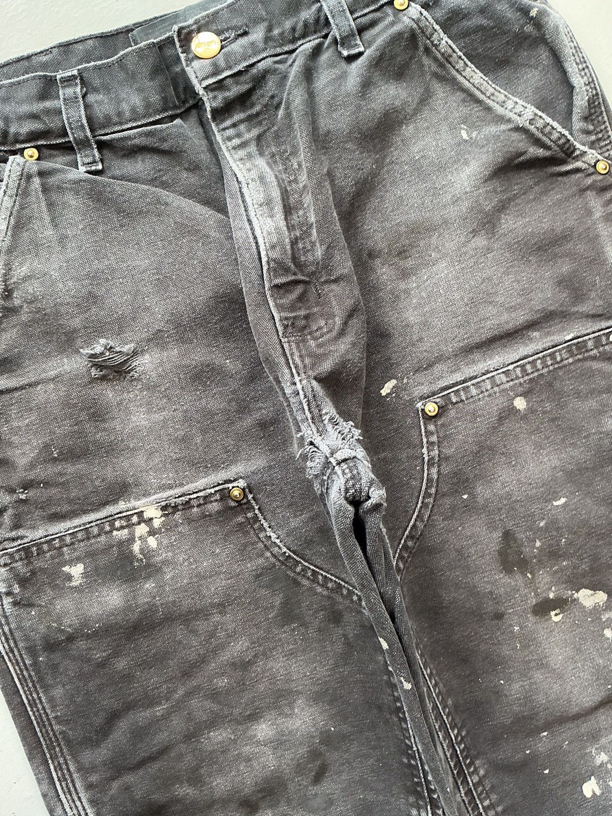 Carhartt × Vintage Vintage Carhartt b01BLK distressed painted double knee denim Size US 32 / EU 48 - 7 Thumbnail