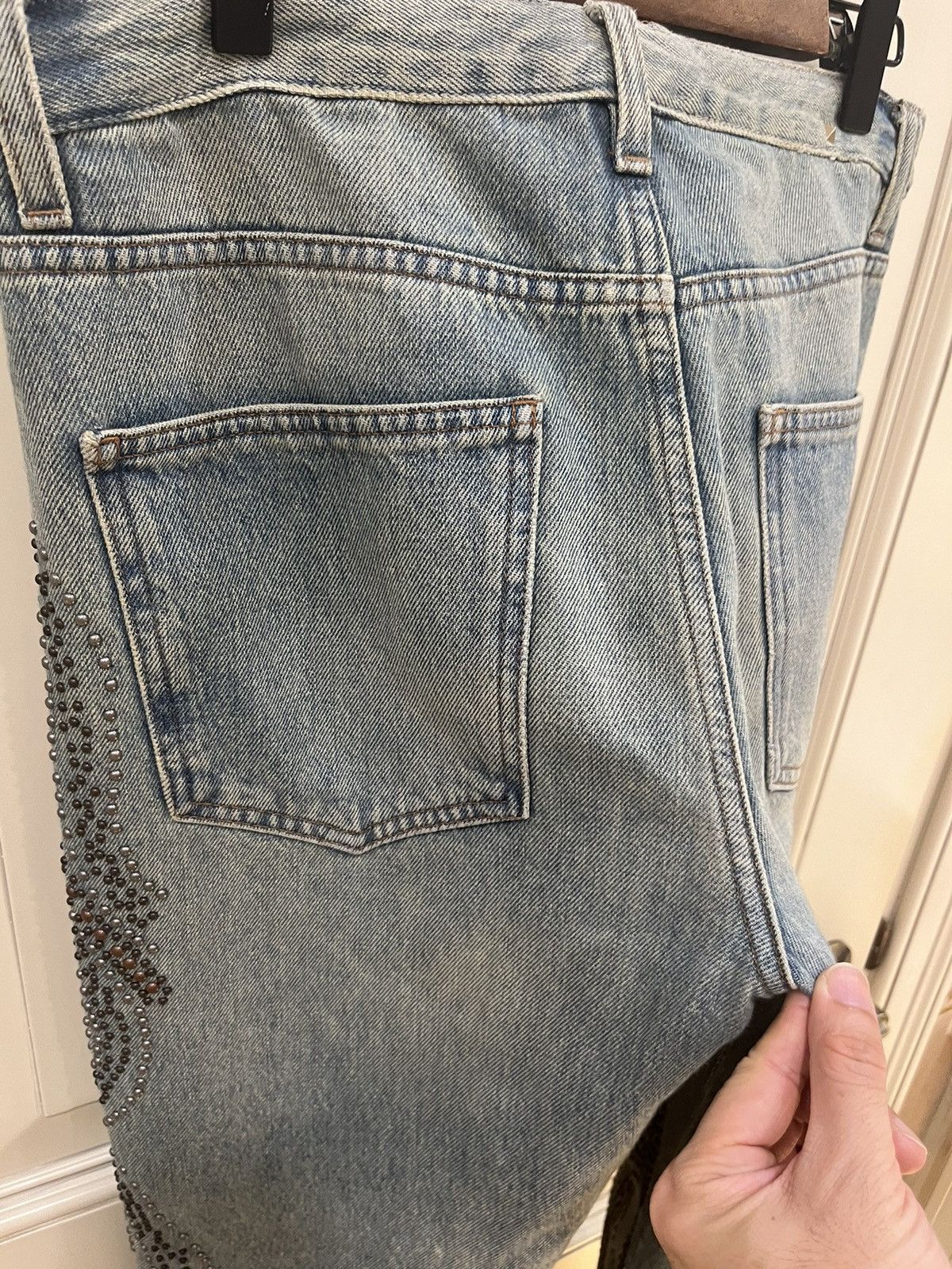Valentino Valentino Slim-fit studded faded denim jeans size29 Size US 29 - 8 Thumbnail