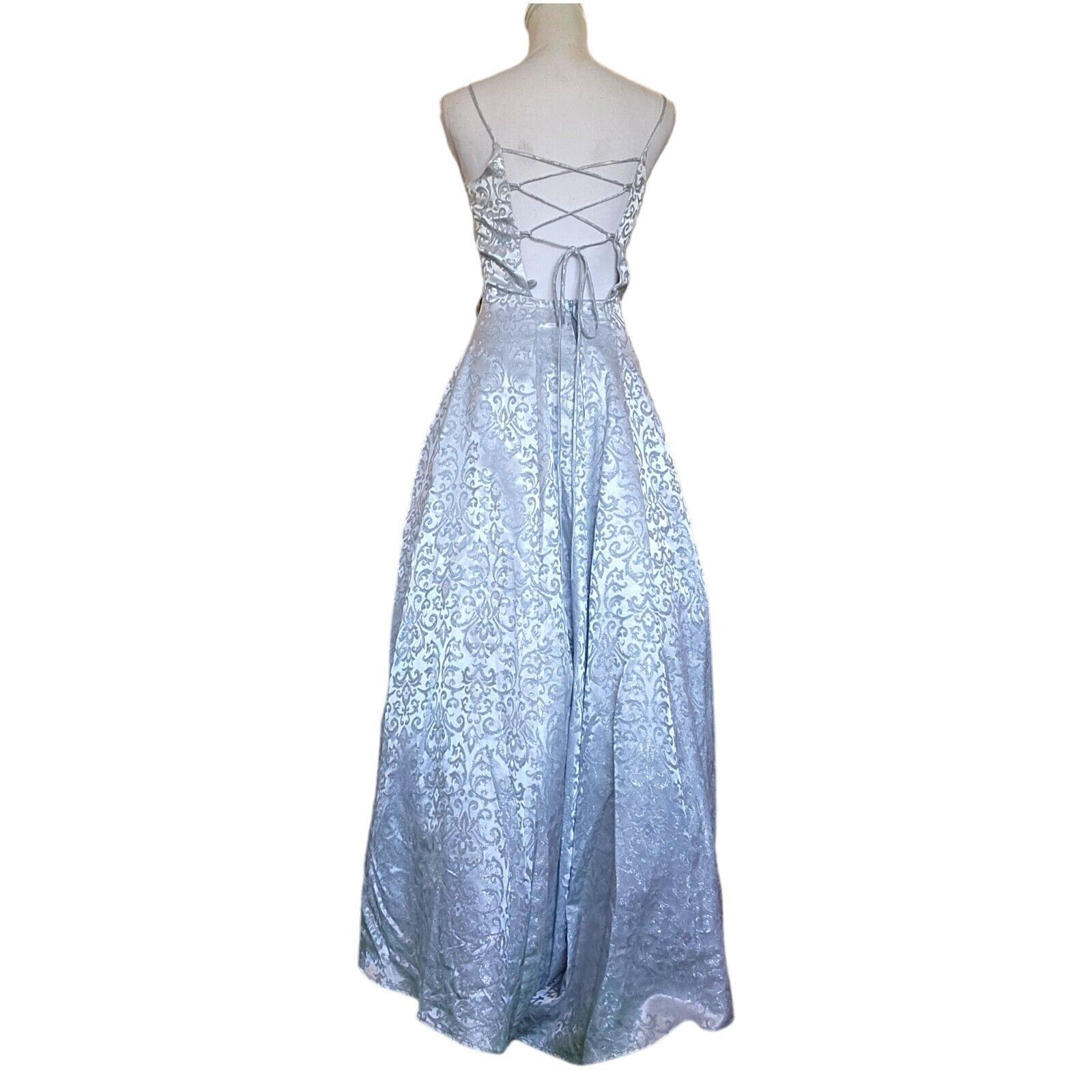 Vintage Y2K 2000s Sz 2 4 Silver Prom Dress Formal Gown Laceup Back P Size XS / US 0-2 / IT 36-38 - 6 Thumbnail