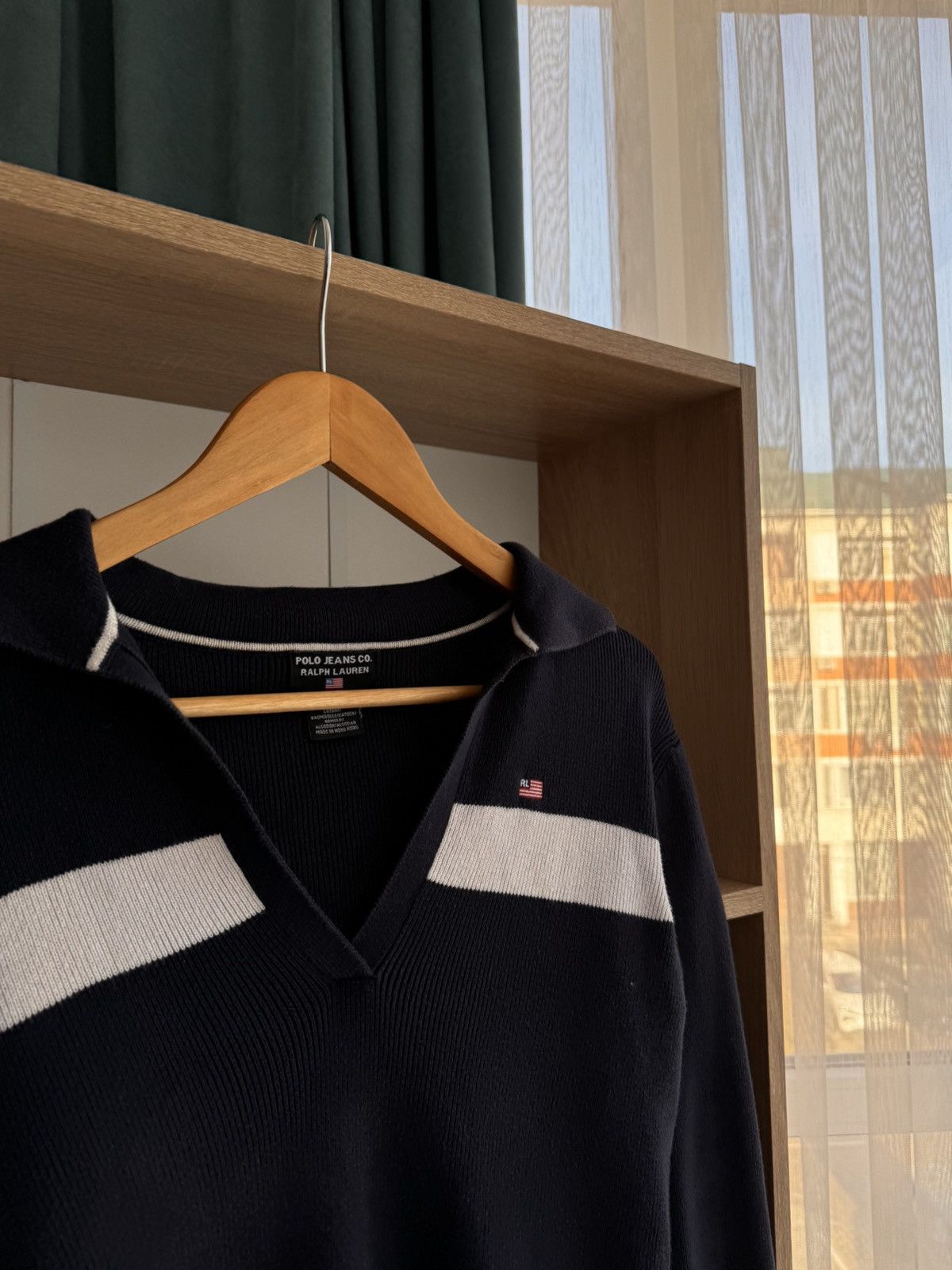 Polo Ralph Lauren × Vintage Vintage Polo Ralph Lauren Ribbed Knit Black 1/4 Sweater Size M / US 6-8 / IT 42-44 - 4 Thumbnail