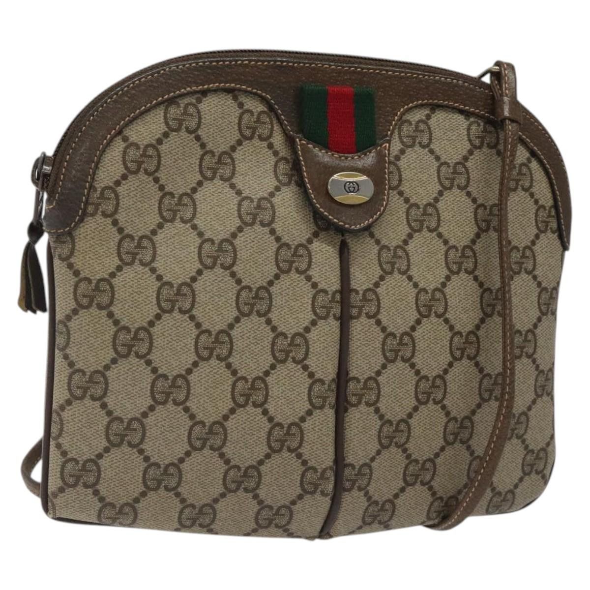 GUCCI GG Supreme Web Sherry Line Shoulder Bag Pvc Beige 904