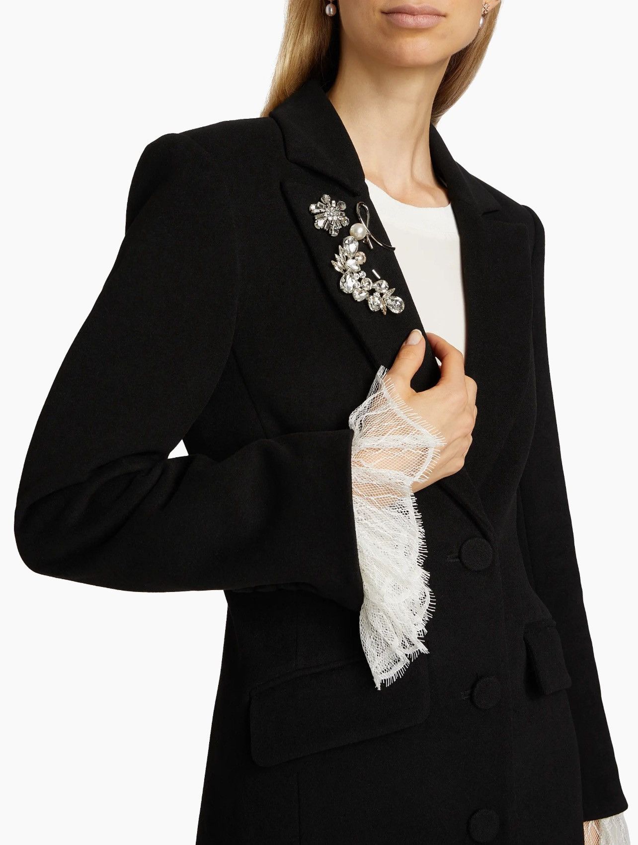 Cinq a Sept Cinq à Sept Roxie Lace-Trim Tailored Coat size S Size S / US 4 / IT 40 - 5 Thumbnail