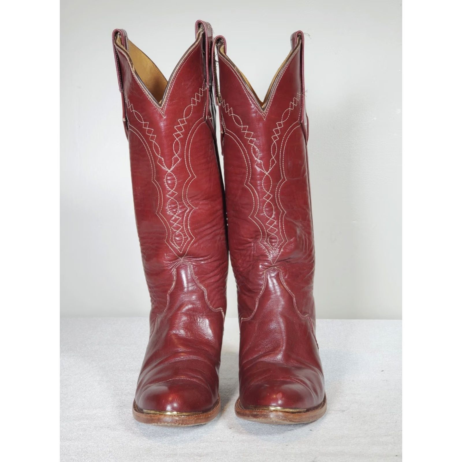 Tony Lama VTG Tony Lama Gold Label Western Boots Burgundy Red Wine Leather Women's US 5 B Boots Size US 5 / IT 35 - 6 Thumbnail