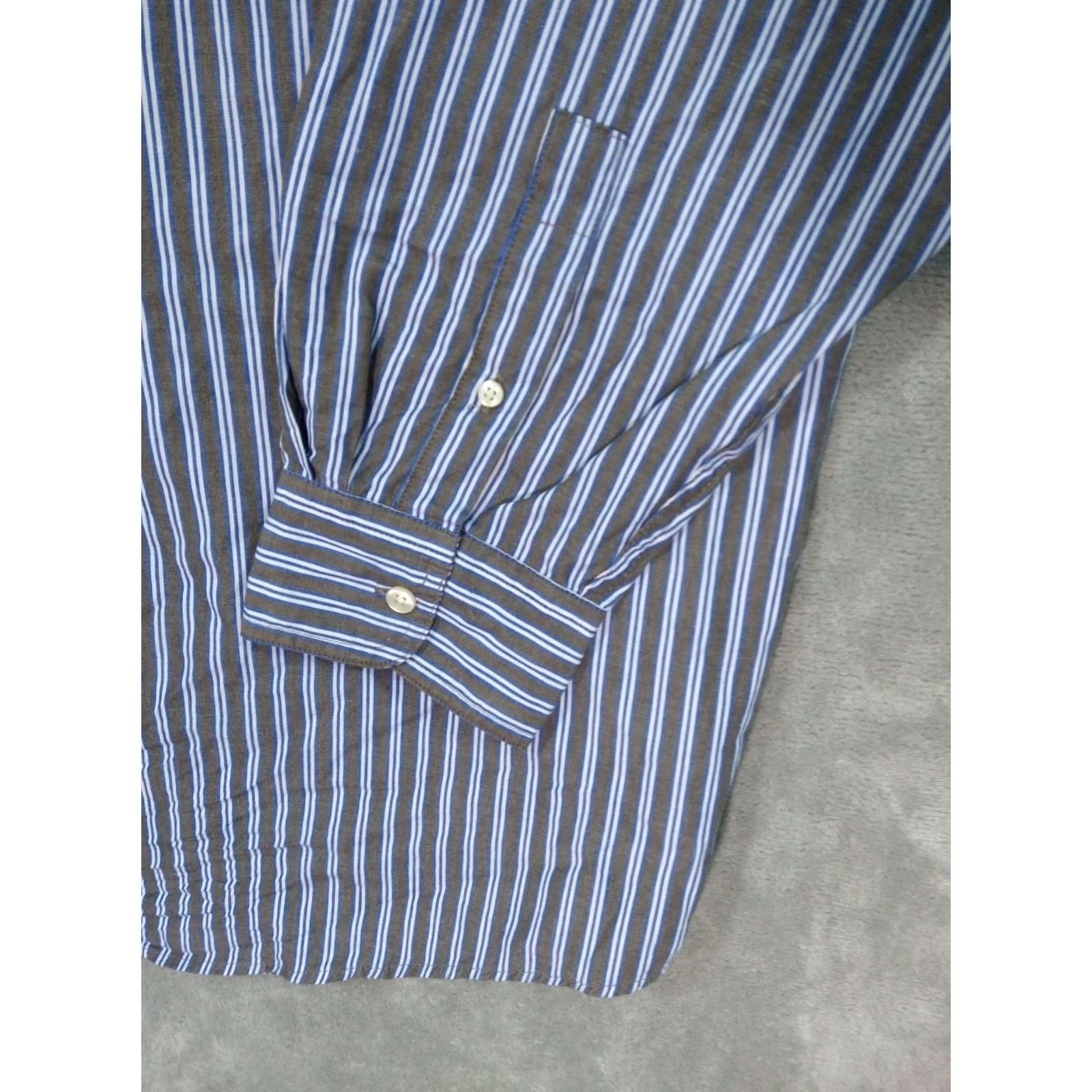 Chaps Chaps Shirt Mens 3XT Brown Striped Easy Care Long Sleeve Button Down Casual Size US XXL / EU 58 / 5 - 3 Thumbnail