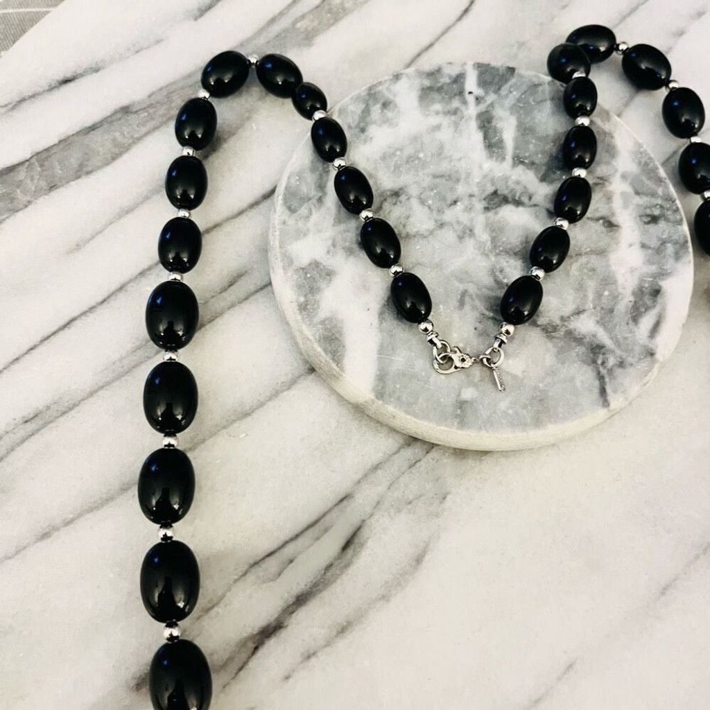 Monet Vintage Signed Monet Beaded Necklace Black Acrylic Size ONE SIZE - 3 Thumbnail