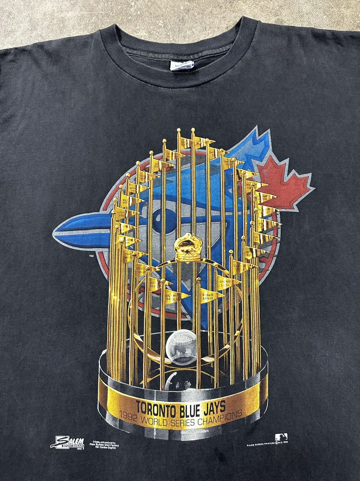 Salem Sportswear Vintage 90s Salem Toronto Blue Jays 92 World Series T-Shirt Size US XL / EU 56 / 4 - 3 Thumbnail