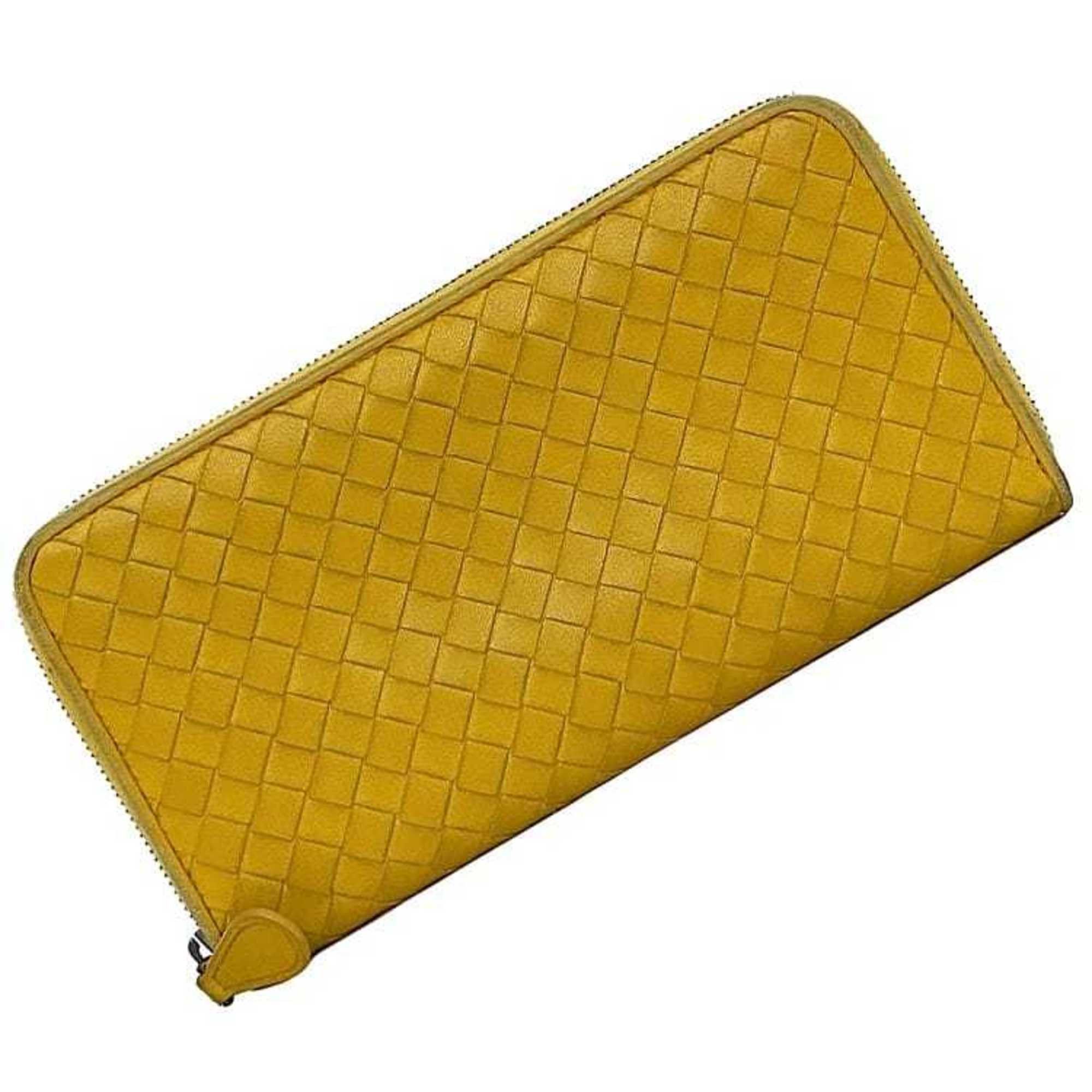 Bottega Veneta Bottega Veneta Round Long Wallet ec-21015 Yellow Intrecciato Leather BOTTEGA VENETA Women's Size ONE SIZE - 1 Thumbnail