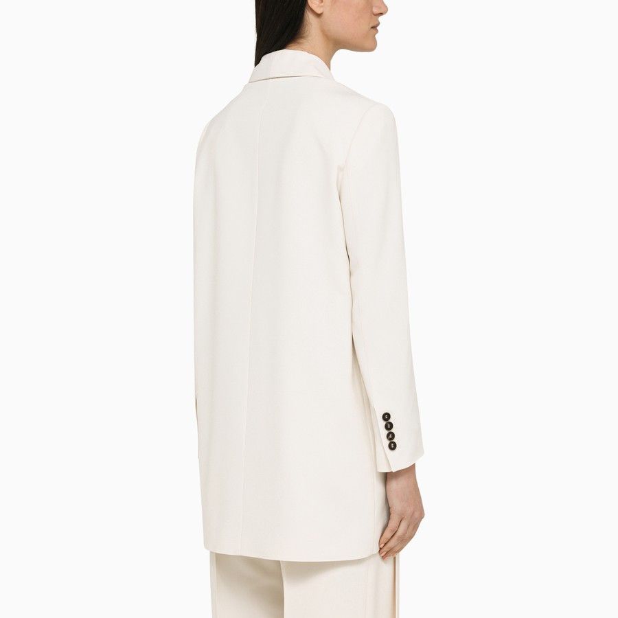 Brunello Cucinelli o1d2blof0824 Single-Breasted Jacket in White Size M / US 6-8 / IT 42-44 - 3 Thumbnail
