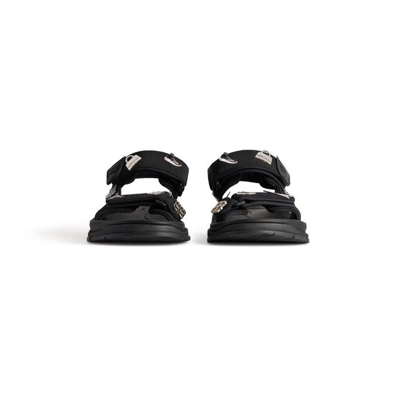 Balenciaga o1w1db10625 Tourist Sandals With Pins in Black Size US 8 / IT 38 - 5 Thumbnail