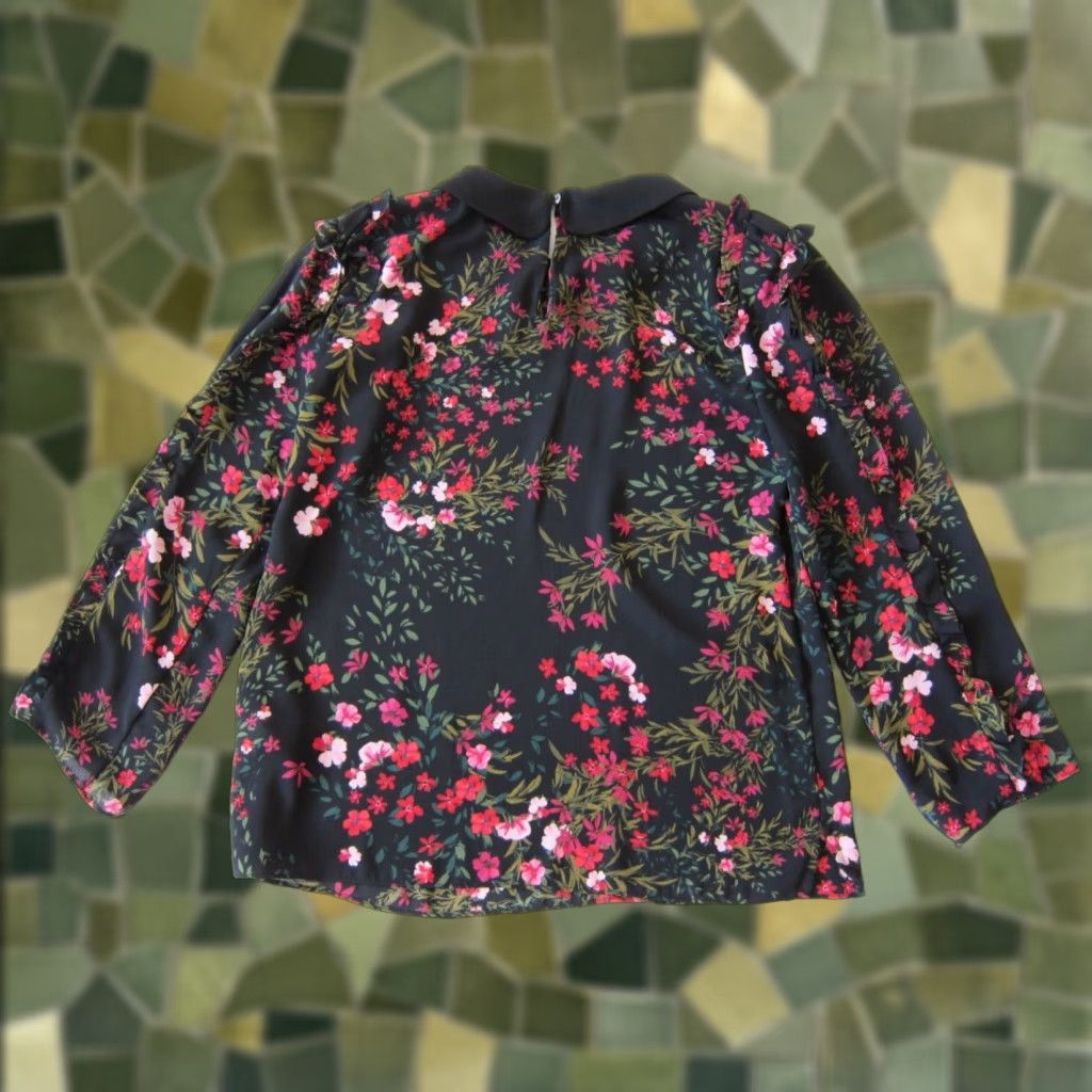 Vintage Cece Blouse Women Floral Long Sleeve Collared V-Neck Peasant TOP XS Size L / US 10 / IT 46 - 1 Thumbnail