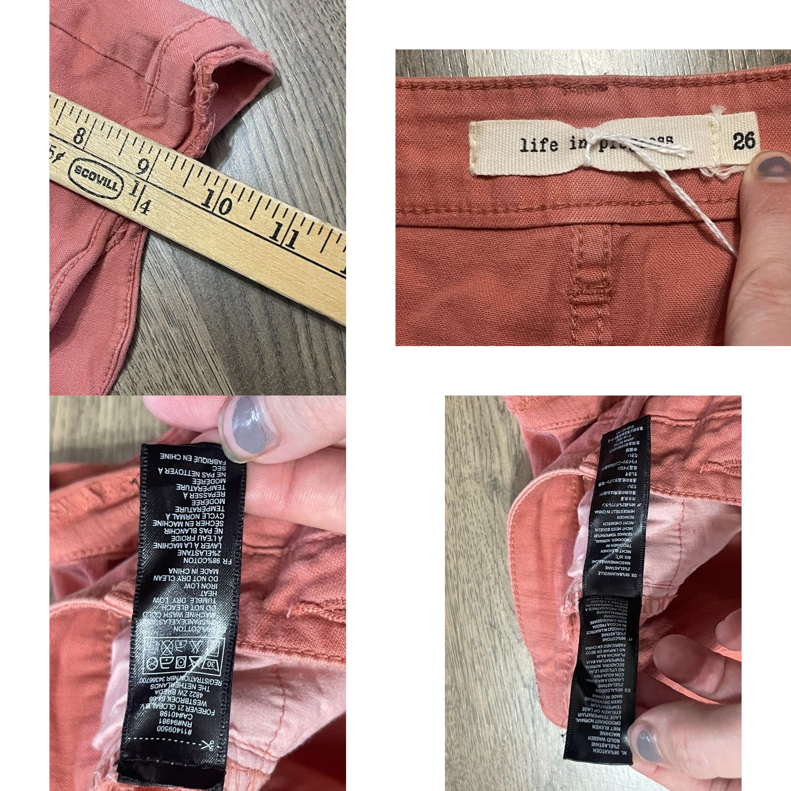 Alife Life in Progress Shorts Women's 26 Coral Cut-Off Denim Orange 90s Modern Casual Womens Size 26" / US 2 / IT 38 - 8 Thumbnail