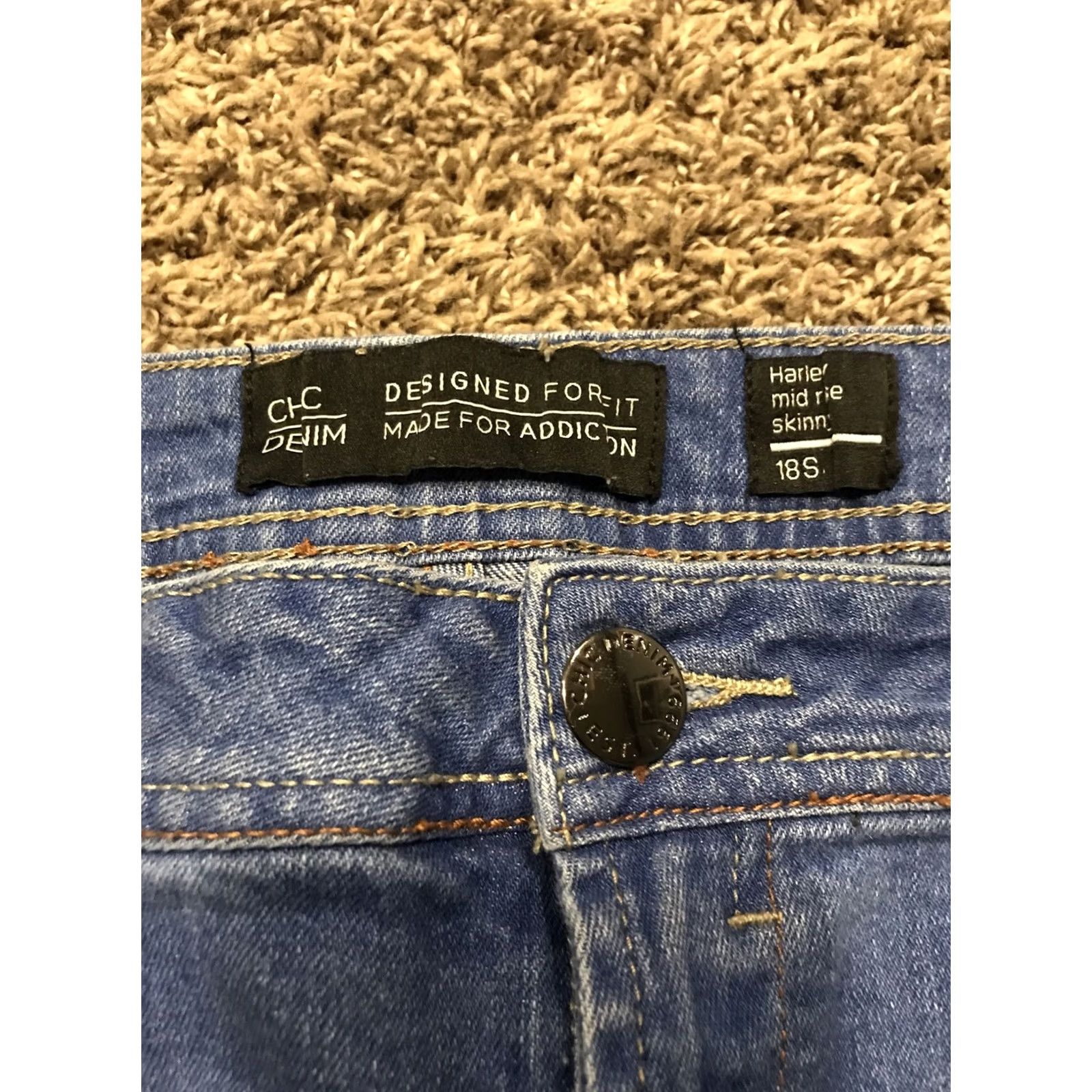 Vintage chic denim womens size 18 harley mid rise skinny jeans a9 SkinnyJeans Jeans Women Plus 40 in 29 in blue denim stretch Classic 2010s Size 40" / US 18 - 2 Thumbnail