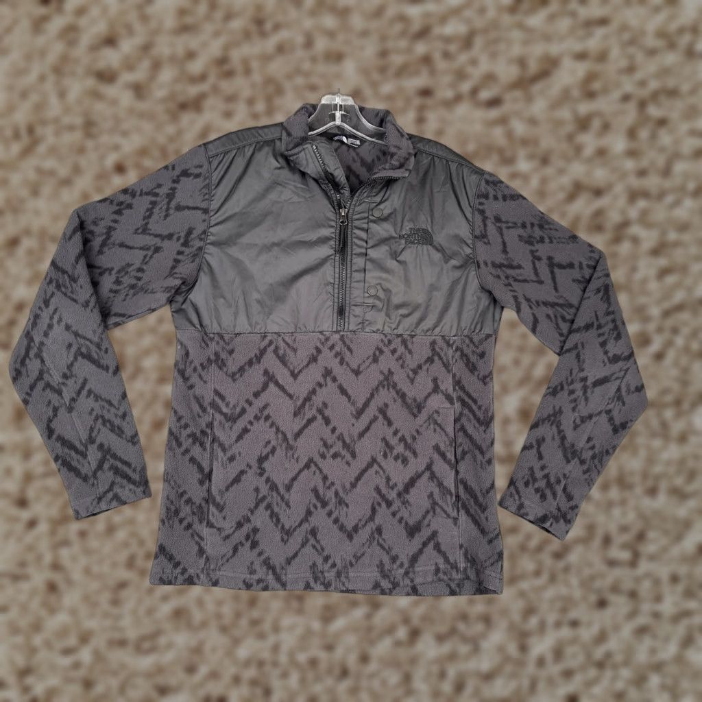 The North Face The North Face Pullover Mens Small Gray Black Fleece 1/4 Zip Nylon Yoke Print Sweatshirt Size US S / EU 44-46 / 1 - 1 Thumbnail