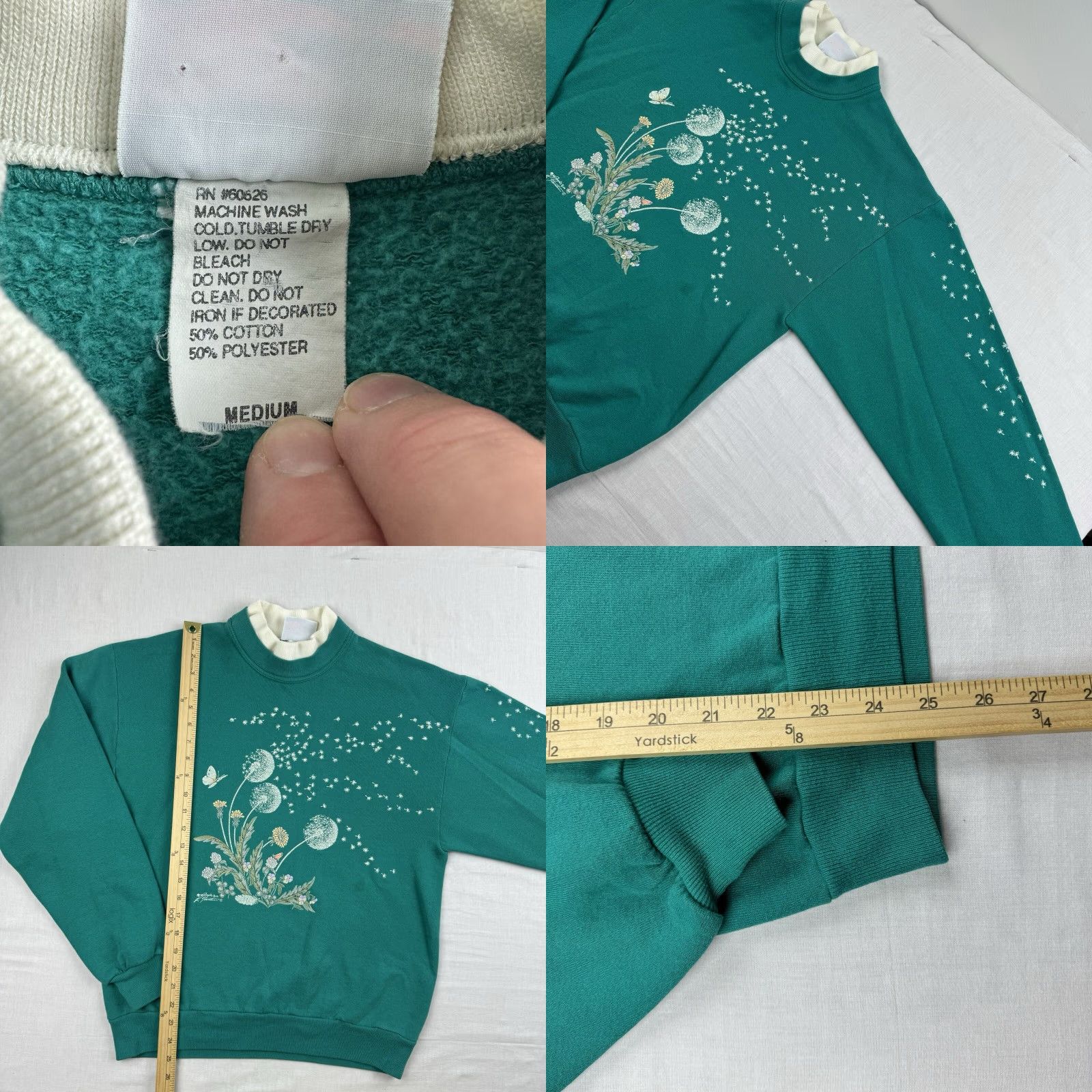 Vintage VINTAGE Morning Sun Sweatshirt Women’s Medium Pullover Crew Neck Long Sleeve Teal Nature 90s Size M / US 6-8 / IT 42-44 - 8 Thumbnail