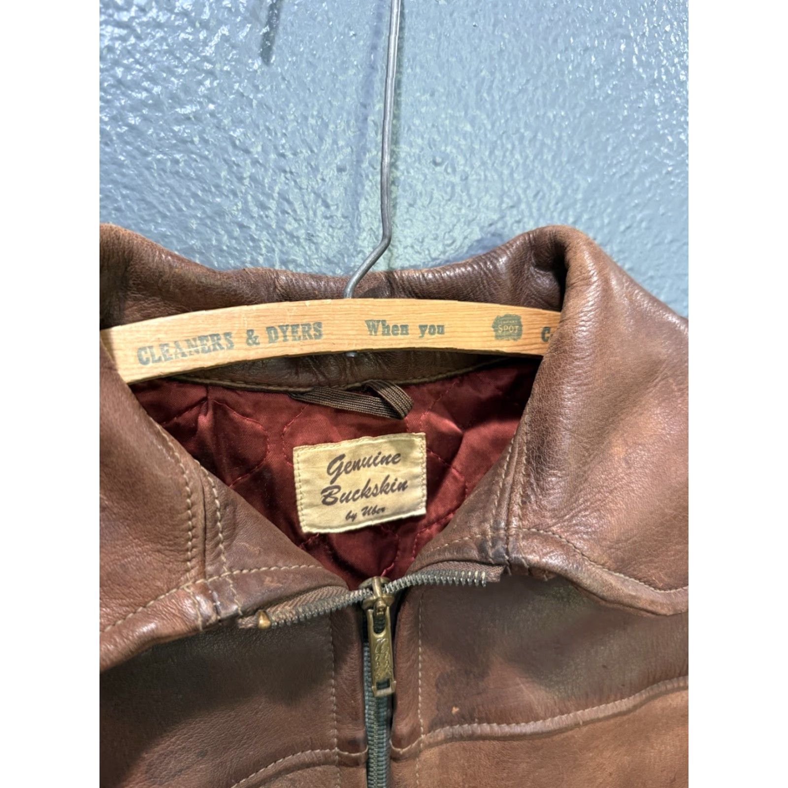 Vintage VINTAGE Uber Leather Jacket Men’s S Brown Zip 60s/60’s Leather Buckskin Style Jacket Mens S Size Brown Clothing Jacket Size US S / EU 44-46 / 1 - 2 Thumbnail