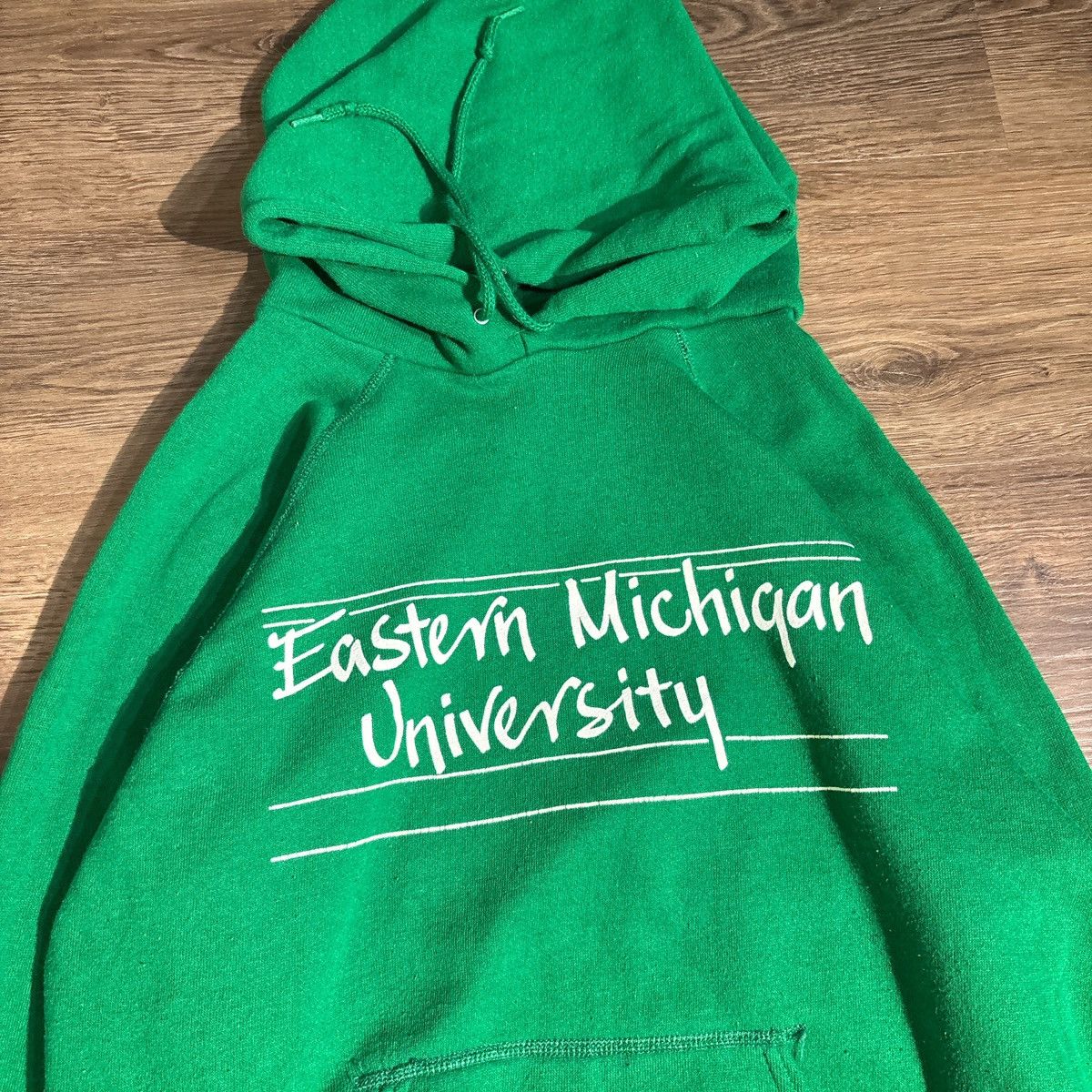 Vintage Vintage 80s Eastern Michigan University Raglan Hoodie Size US M / EU 48-50 / 2 - 2 Thumbnail