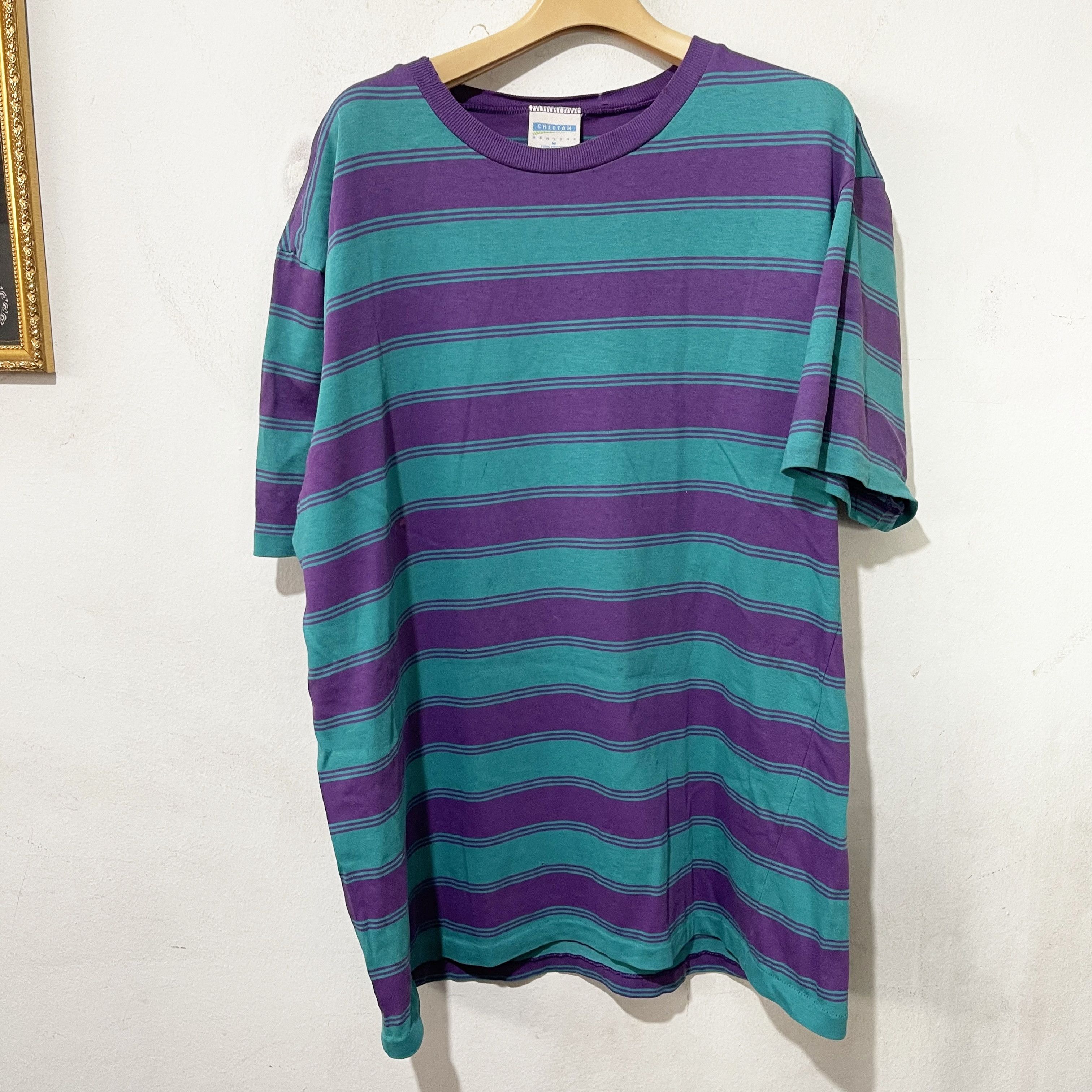 Vintage Vintage 90s Striped T-Shirt Size US XL / EU 56 / 4 - 1 Thumbnail