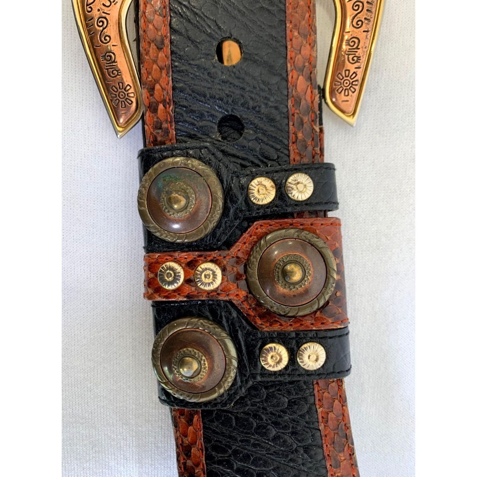 Vintage VINTAGE Werner Herbrand Belt - Black Textured Leather & Red Snakeskin 40 - Designer Belt - Women - 40 - Black - Mixed Media - Vintage Size ONE SIZE - 6 Thumbnail