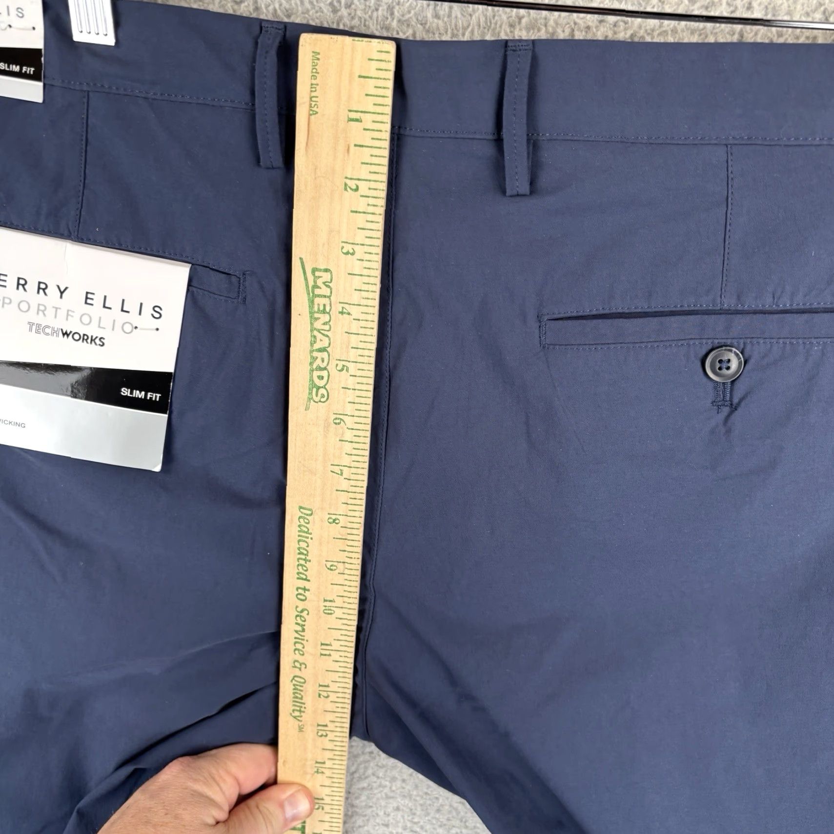 Perry Ellis Perry Ellis Dress Pants Mens 36x30 Navy Slim-Fit Stretch TechWorks Straight Leg Dress Pants Mens Slim-Fit Navy 36x30 Size US 36 / EU 52 - 7 Thumbnail