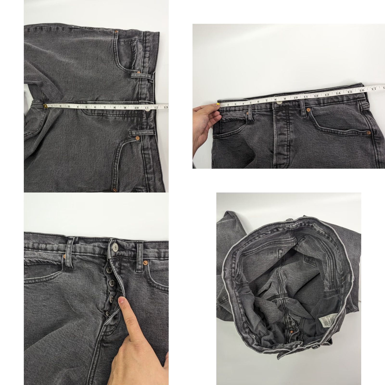 Old Navy Old Navy Jeans Women's 12 Black Lantern Ski Hi Straight Extra High Rise Raw Hem Denim Cotton Spandex 5-Pocket Design Button Zipper Regular Size 34" / US 12 / IT 48 - 8 Thumbnail