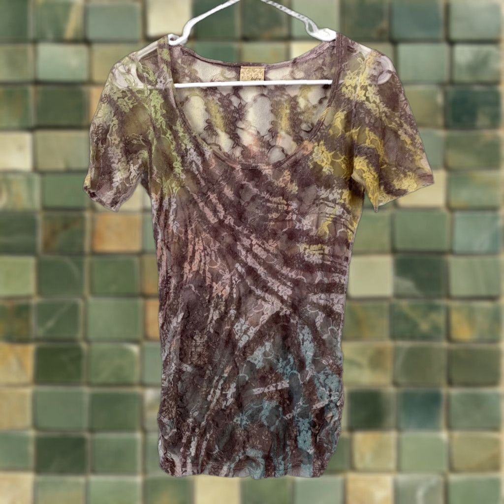 Vintage Vintage Daytrip Y2K Bohemian Floral Lace Sheer Top M Made in USA Emo Grunge Shirt Women Size M / US 6-8 / IT 42-44 - 1 Thumbnail